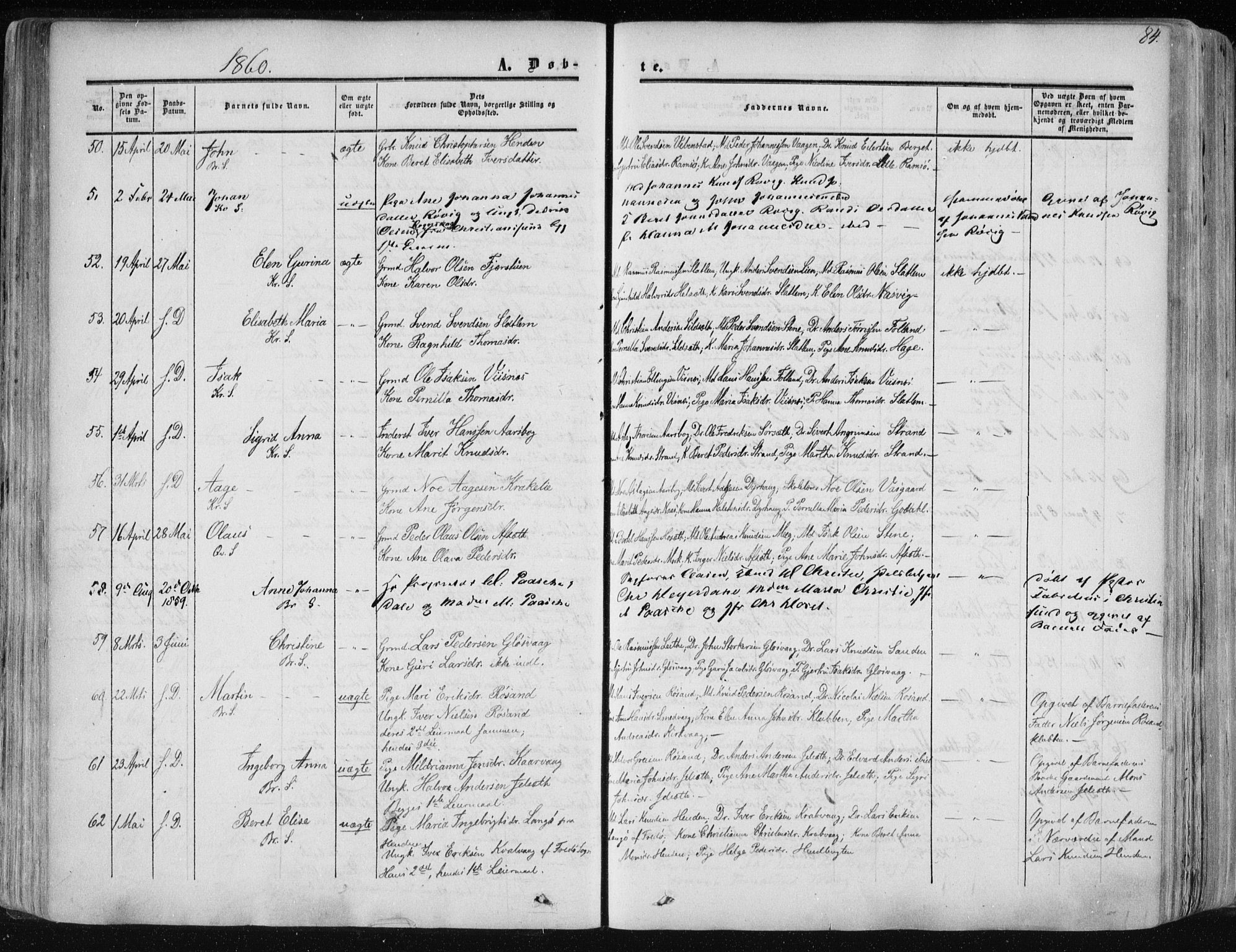 Ministerialprotokoller, klokkerbøker og fødselsregistre - Møre og Romsdal, AV/SAT-A-1454/568/L0804: Ministerialbok nr. 568A11, 1854-1868, s. 84