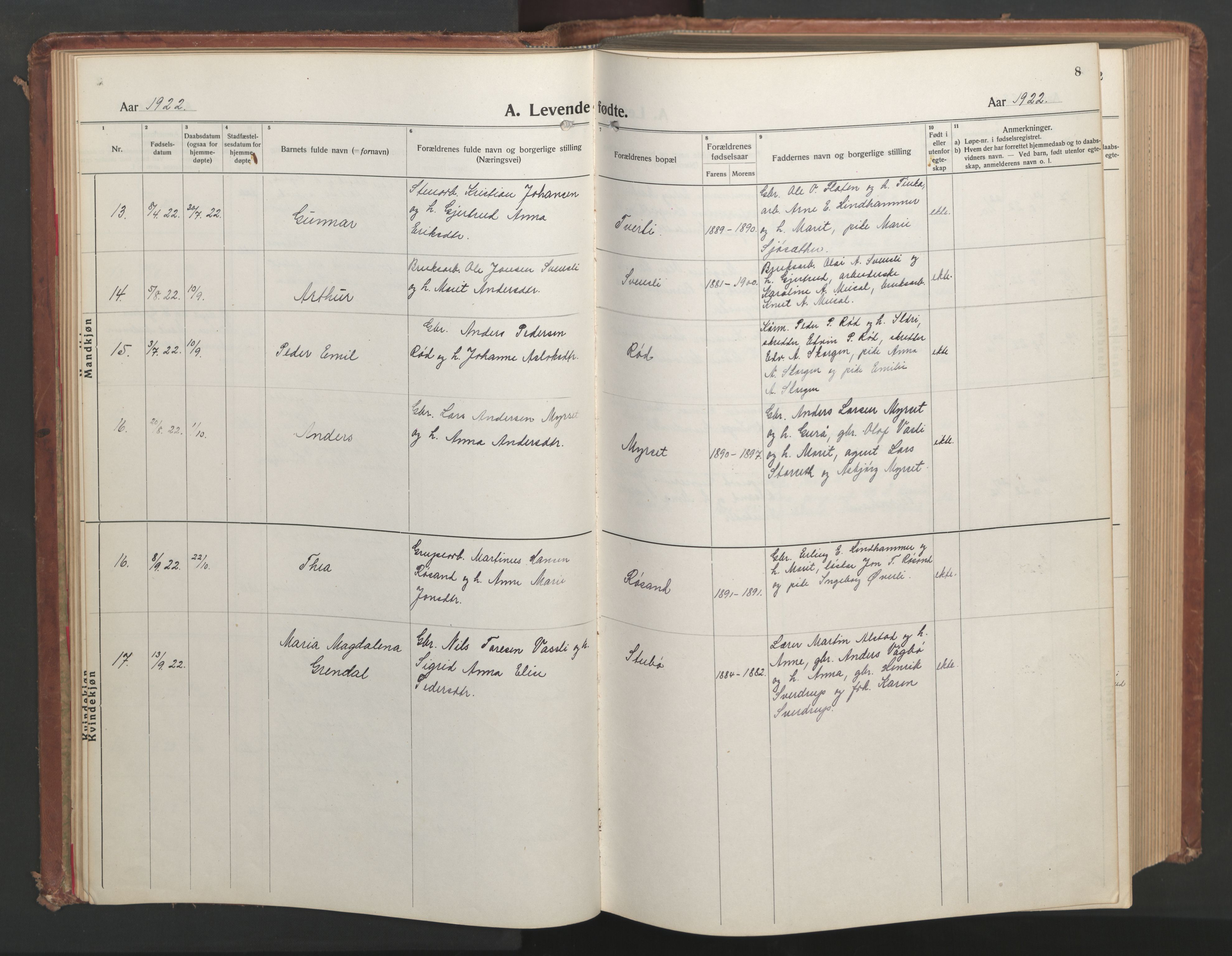Ministerialprotokoller, klokkerbøker og fødselsregistre - Møre og Romsdal, AV/SAT-A-1454/551/L0633: Klokkerbok nr. 551C05, 1921-1961, s. 8