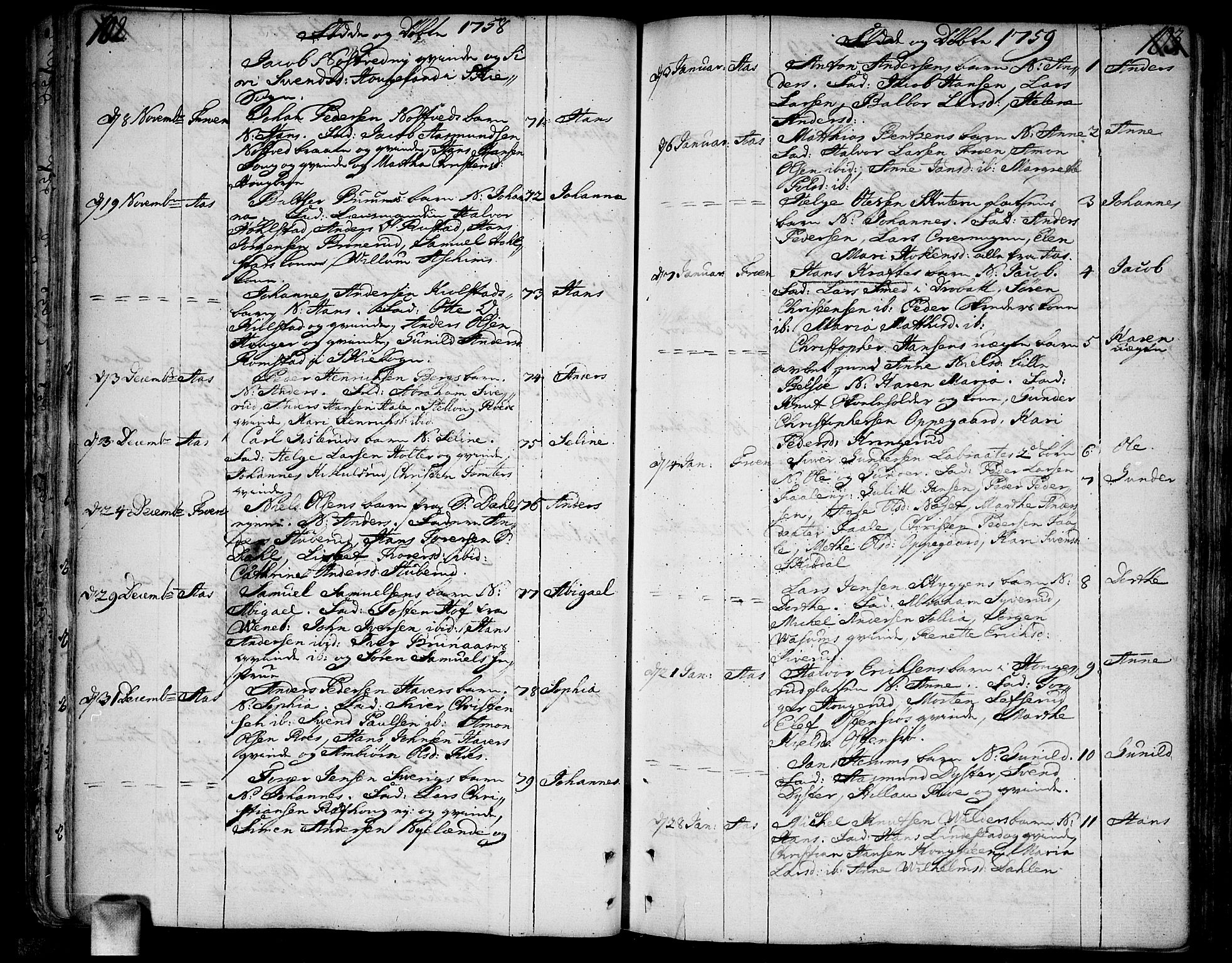Ås prestekontor Kirkebøker, AV/SAO-A-10894/F/Fa/L0001: Ministerialbok nr. I 1, 1742-1778, s. 102-103