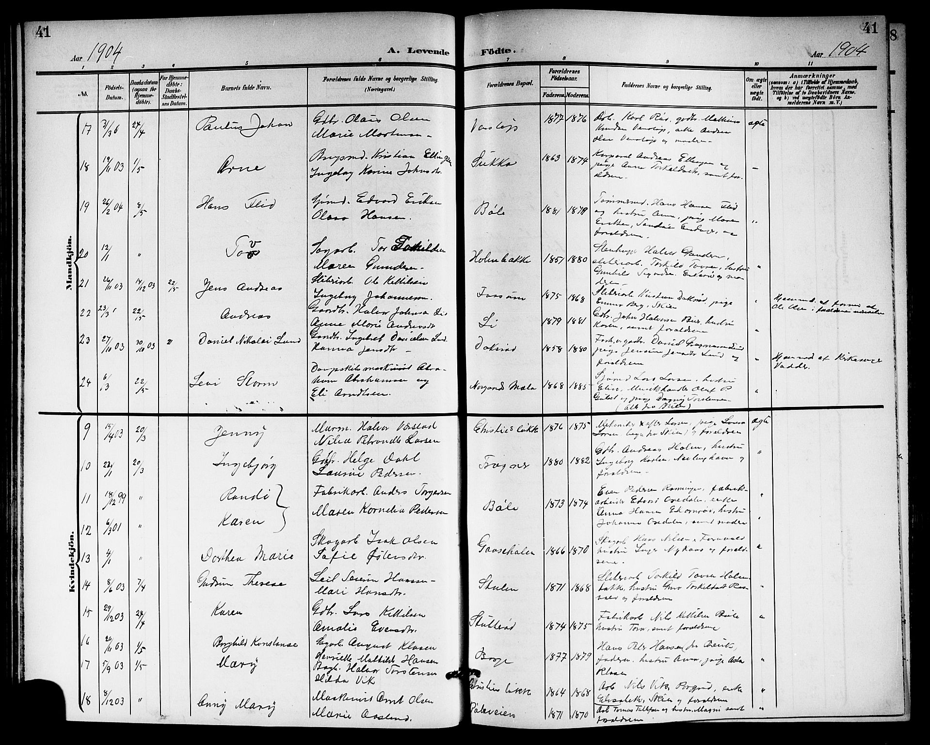 Gjerpen kirkebøker, AV/SAKO-A-265/G/Ga/L0003: Klokkerbok nr. I 3, 1901-1919, s. 41