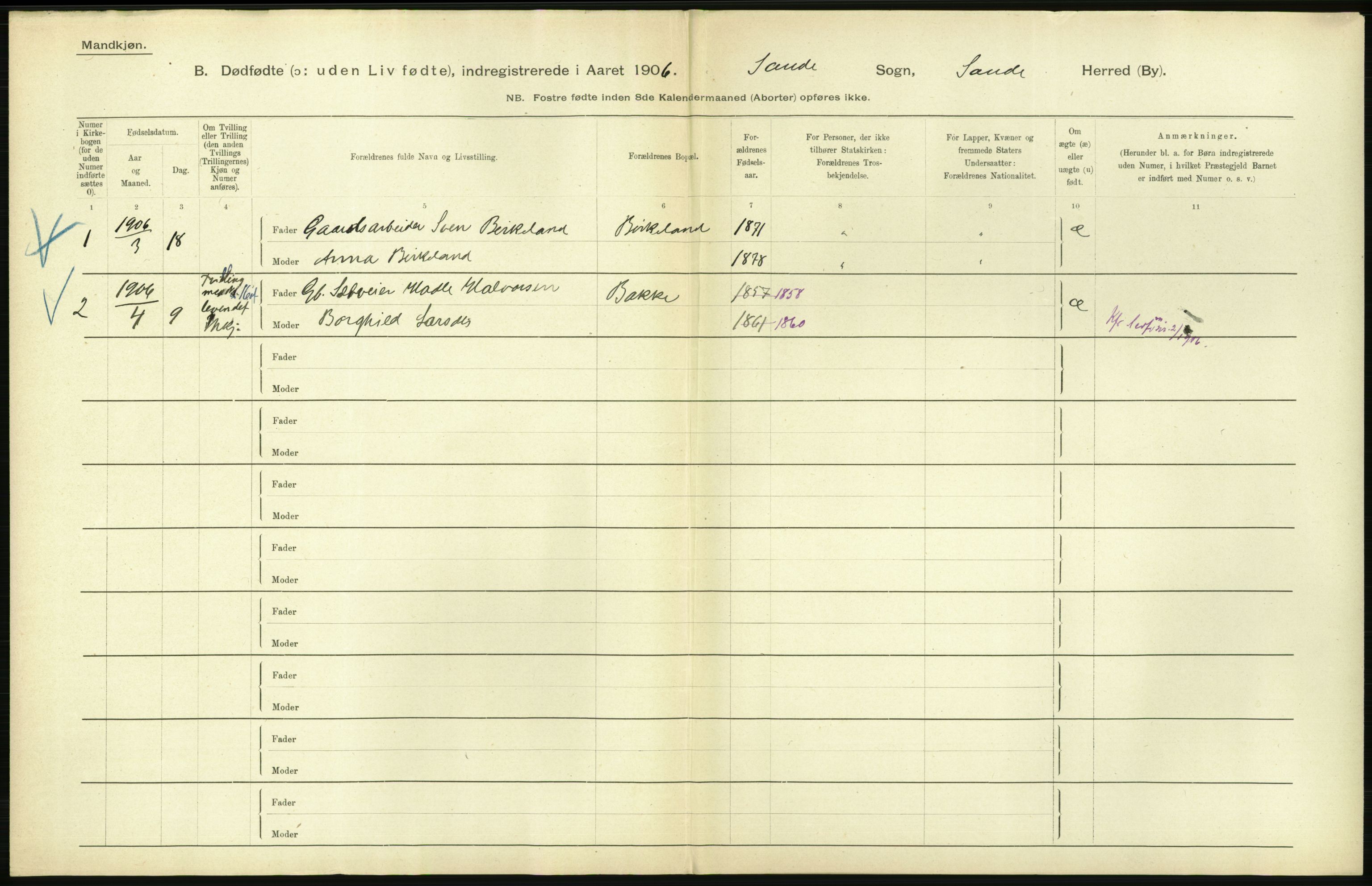 Statistisk sentralbyrå, Sosiodemografiske emner, Befolkning, RA/S-2228/D/Df/Dfa/Dfad/L0027: Stavanger amt: Døde, dødfødte. bygder og byer., 1906, s. 508