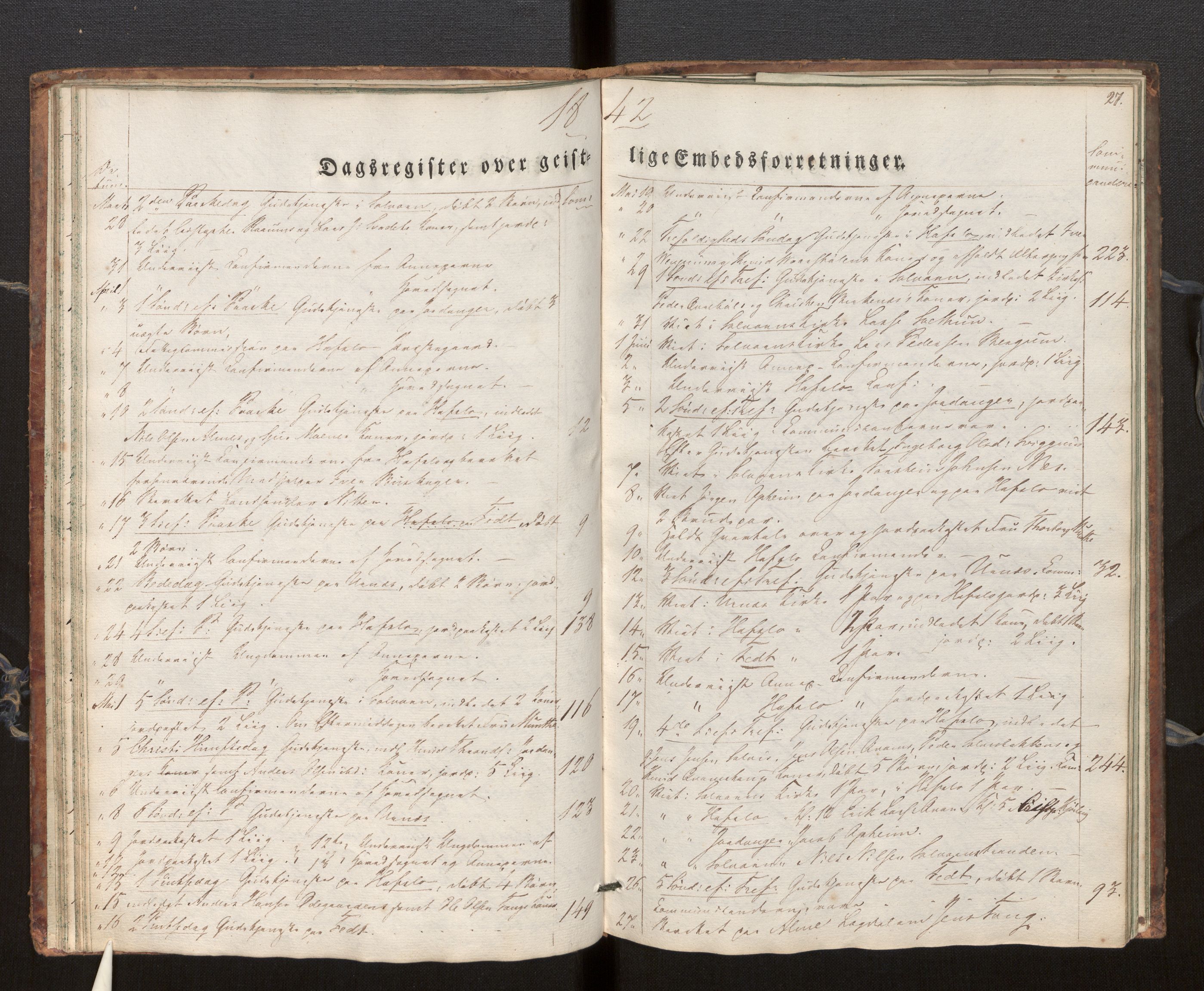 Hafslo sokneprestembete, SAB/A-80301/H/Haa/Haaf/L0001: Dagregister nr. F 1, 1834-1854, s. 27