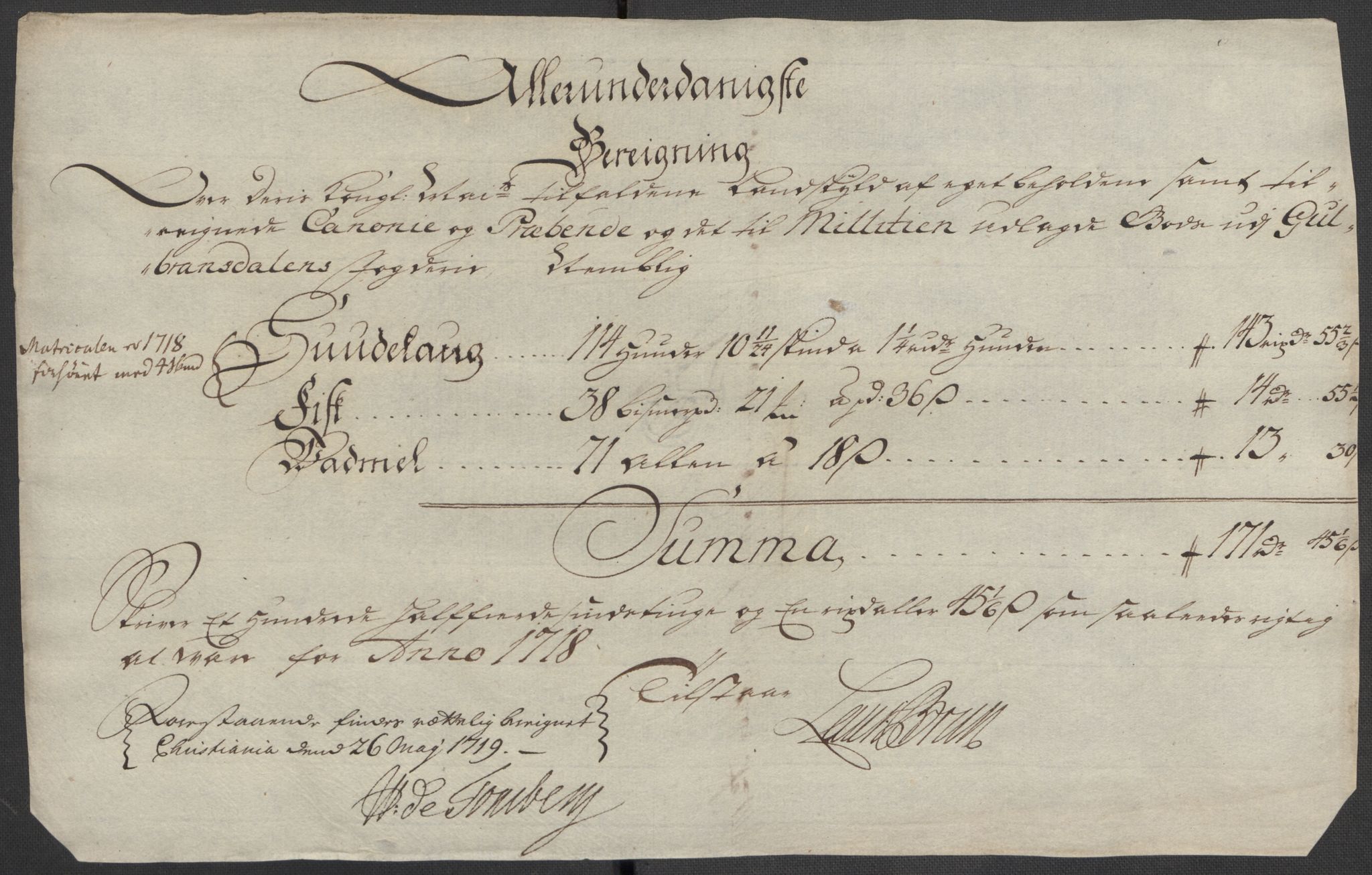 Rentekammeret inntil 1814, Reviderte regnskaper, Fogderegnskap, RA/EA-4092/R17/L1188: Fogderegnskap Gudbrandsdal, 1718, s. 75