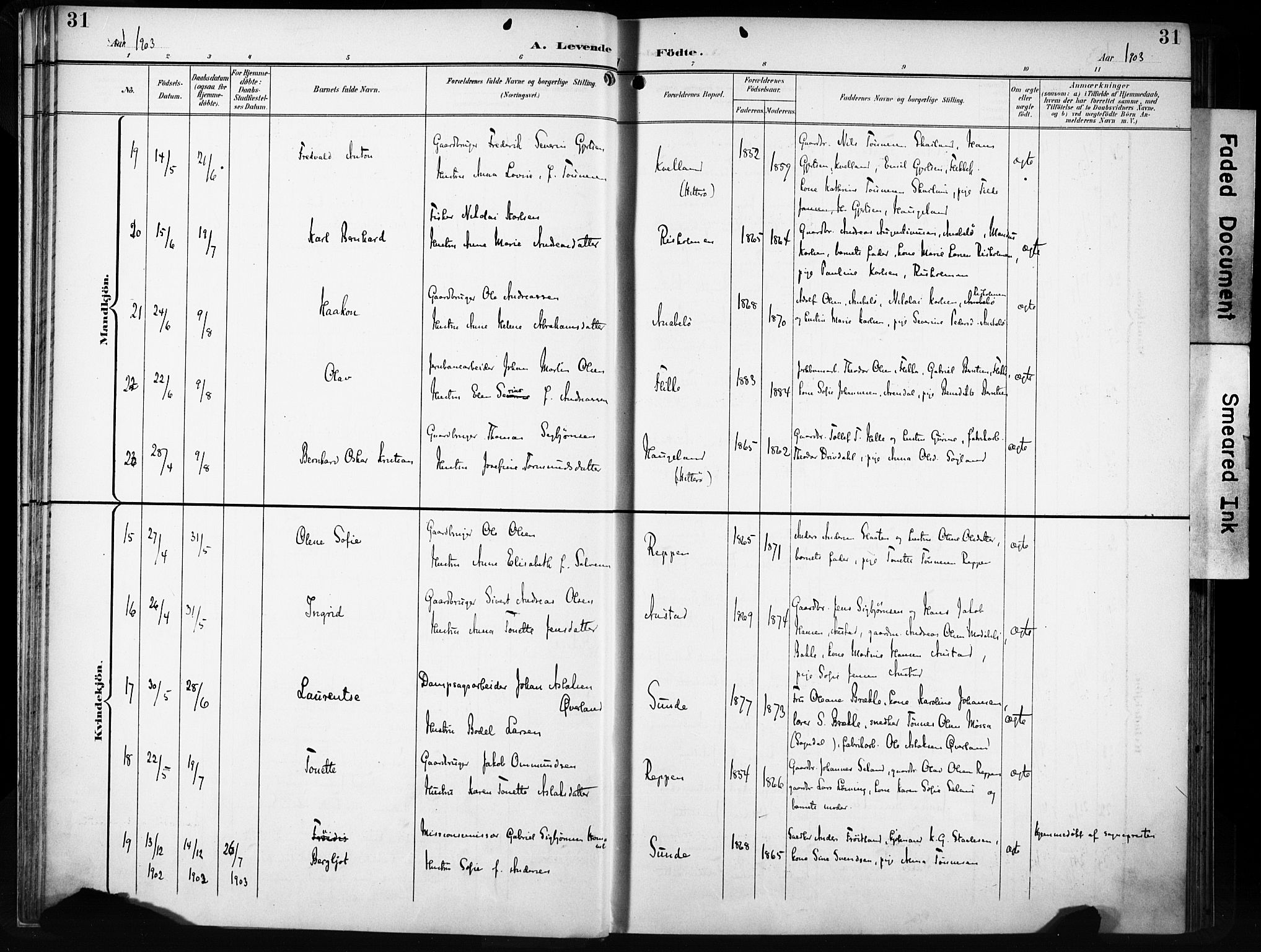 Flekkefjord sokneprestkontor, AV/SAK-1111-0012/F/Fa/Fac/L0009: Ministerialbok nr. A 9, 1899-1909, s. 31