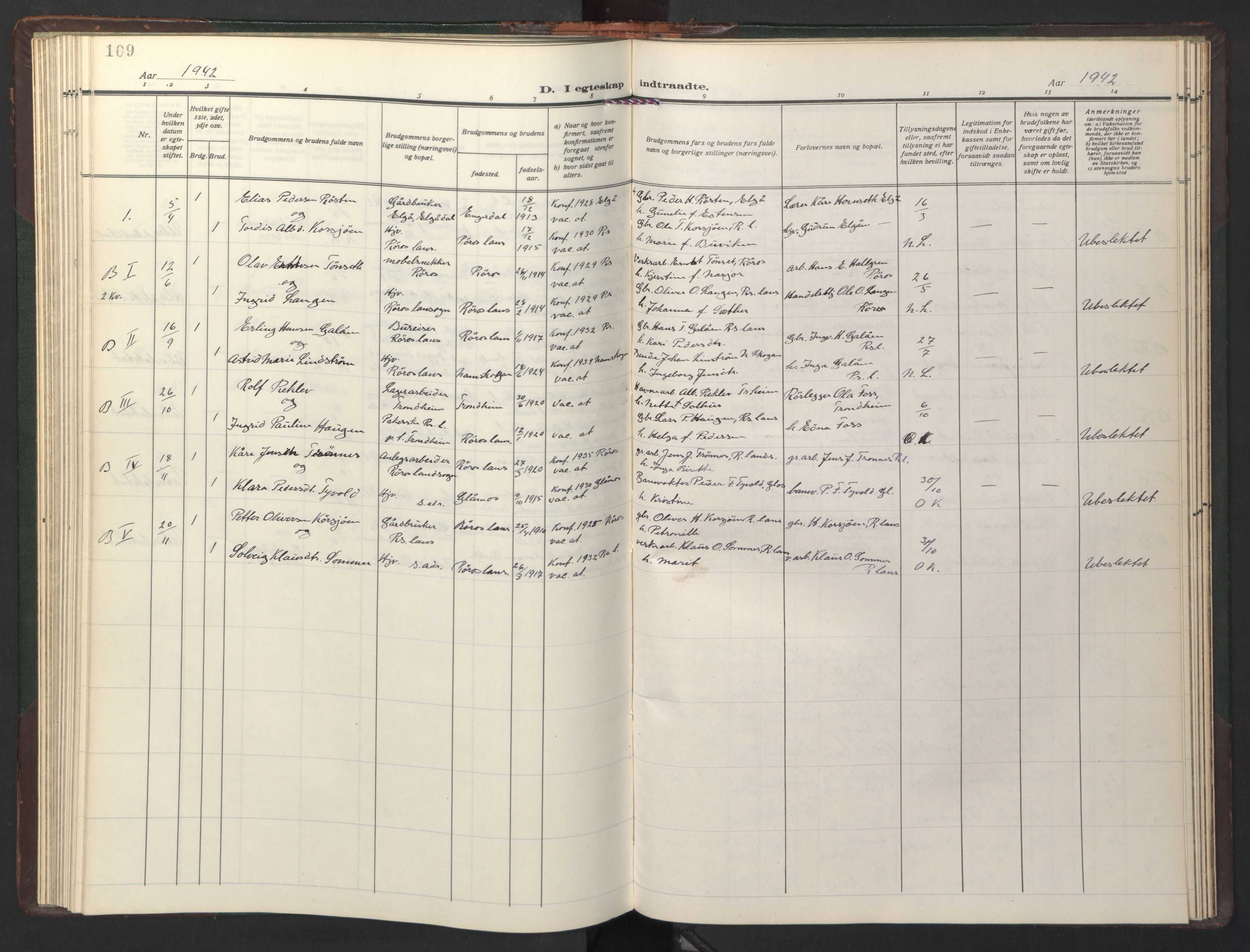 Ministerialprotokoller, klokkerbøker og fødselsregistre - Sør-Trøndelag, SAT/A-1456/681/L0944: Klokkerbok nr. 681C08, 1926-1954, s. 109