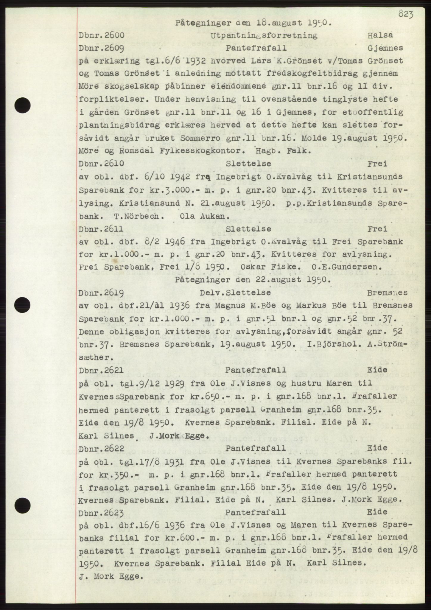 Nordmøre sorenskriveri, SAT/A-4132/1/2/2Ca: Pantebok nr. C82b, 1946-1951, Dagboknr: 2600/1950