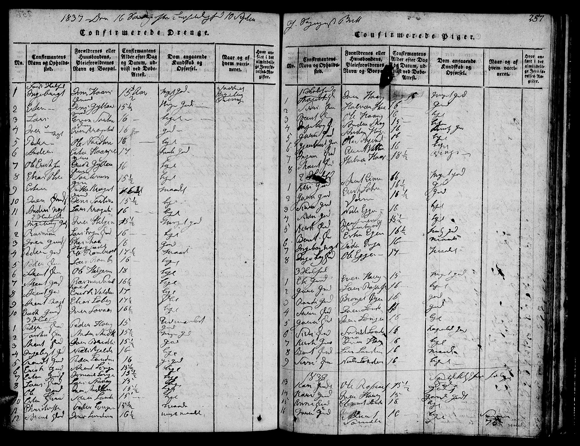 Ministerialprotokoller, klokkerbøker og fødselsregistre - Sør-Trøndelag, AV/SAT-A-1456/692/L1102: Ministerialbok nr. 692A02, 1816-1842, s. 257