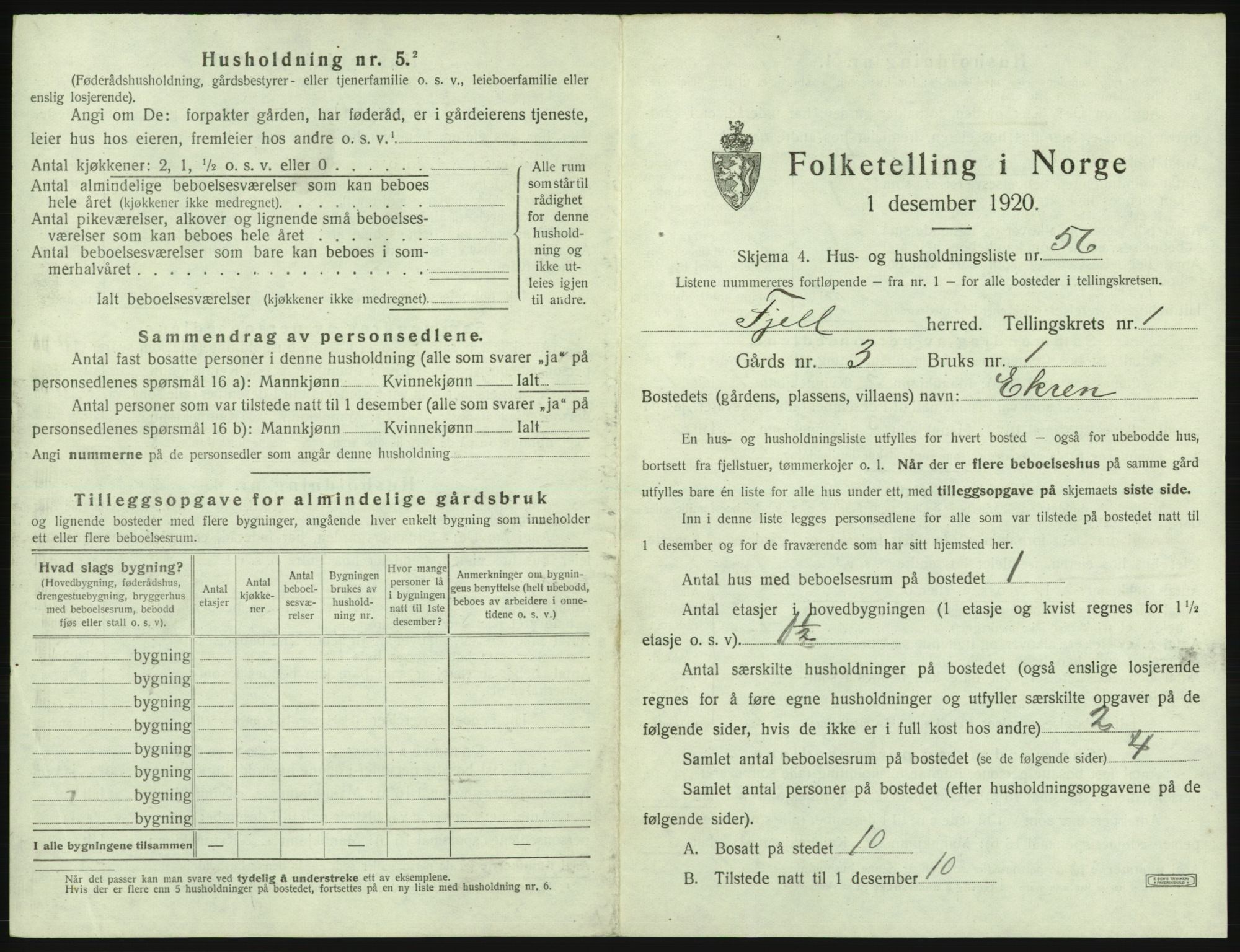 SAB, Folketelling 1920 for 1246 Fjell herred, 1920, s. 153