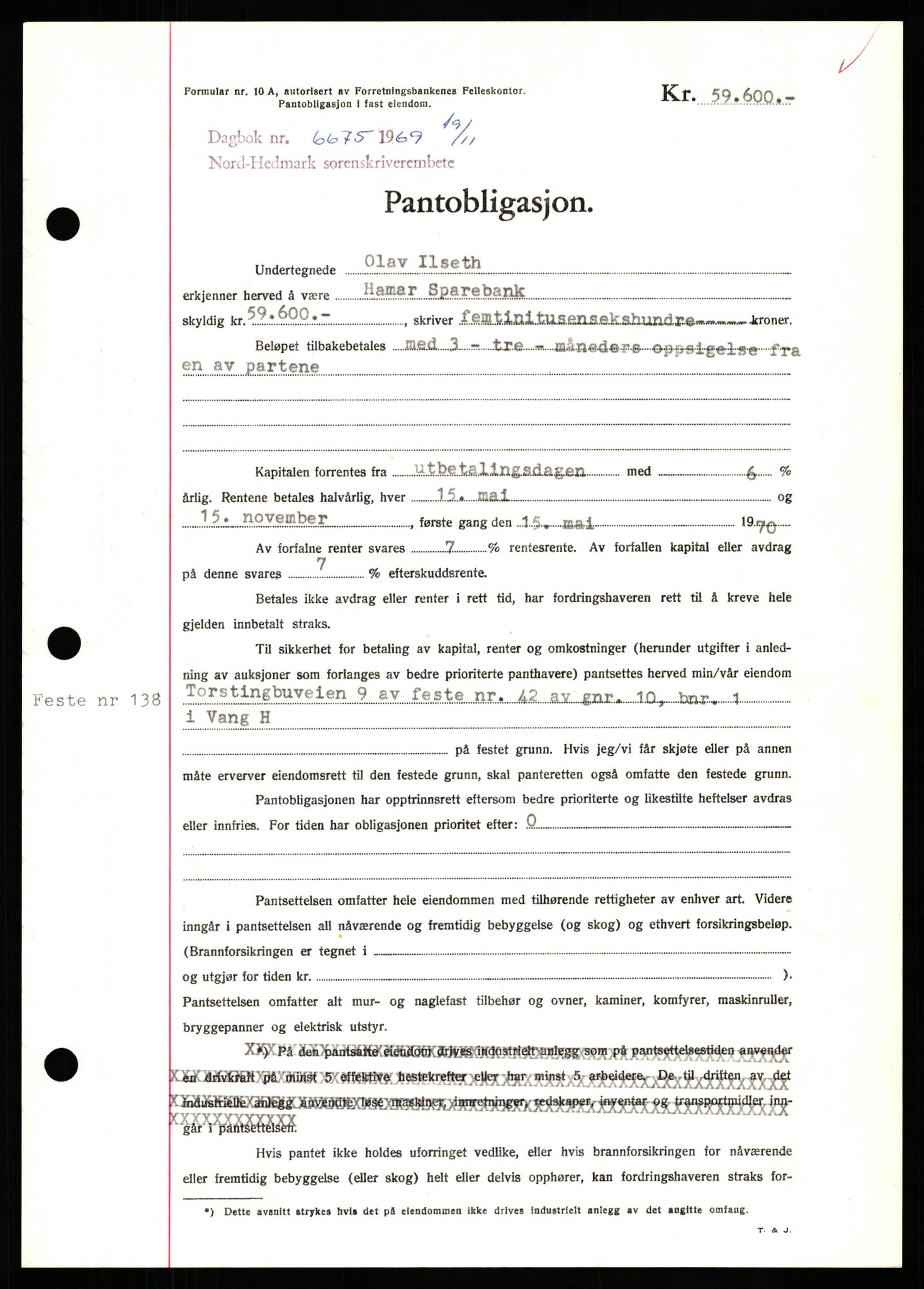 Nord-Hedmark sorenskriveri, SAH/TING-012/H/Hb/Hbf/L0082: Pantebok nr. B82, 1969-1969, Dagboknr: 6675/1969