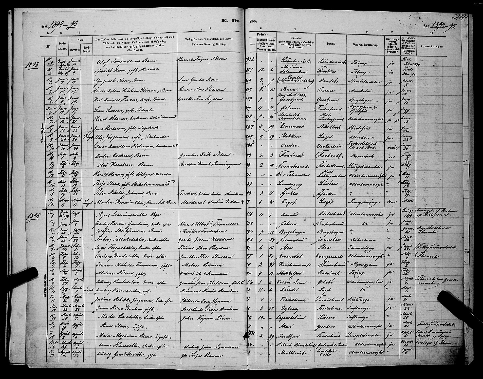 Holt sokneprestkontor, SAK/1111-0021/F/Fb/L0010: Klokkerbok nr. B 10, 1883-1896, s. 298