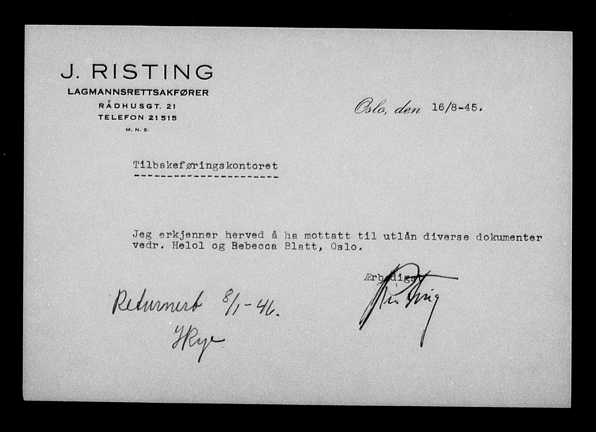 Justisdepartementet, Tilbakeføringskontoret for inndratte formuer, AV/RA-S-1564/H/Hc/Hcc/L0925: --, 1945-1947, s. 785