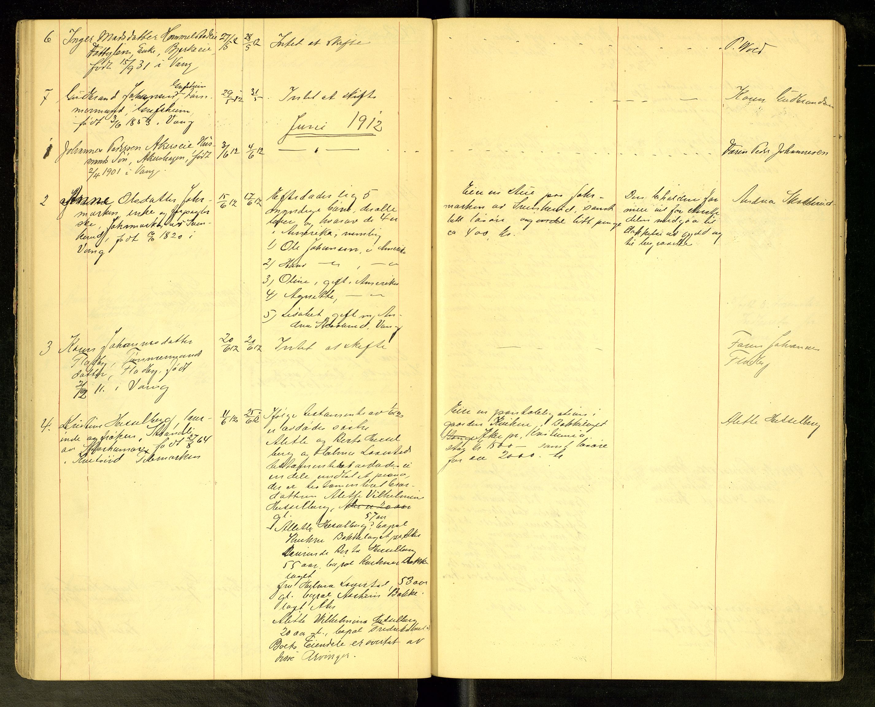 Vang, Hedmark, lensmannskontor, AV/SAH-LHV-018/H/Ha/L0006: Dødsfallsprotokoll, 1908-1915