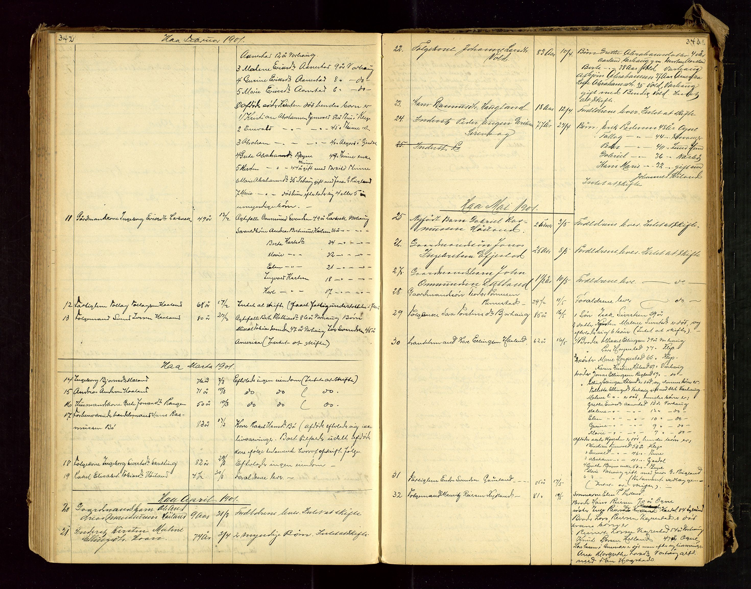 Jæren sorenskriveri, AV/SAST-A-100310/01/5/52/52B/L0002: DØDSFALLPROTOKOLL, 1896-1910, s. 342-343