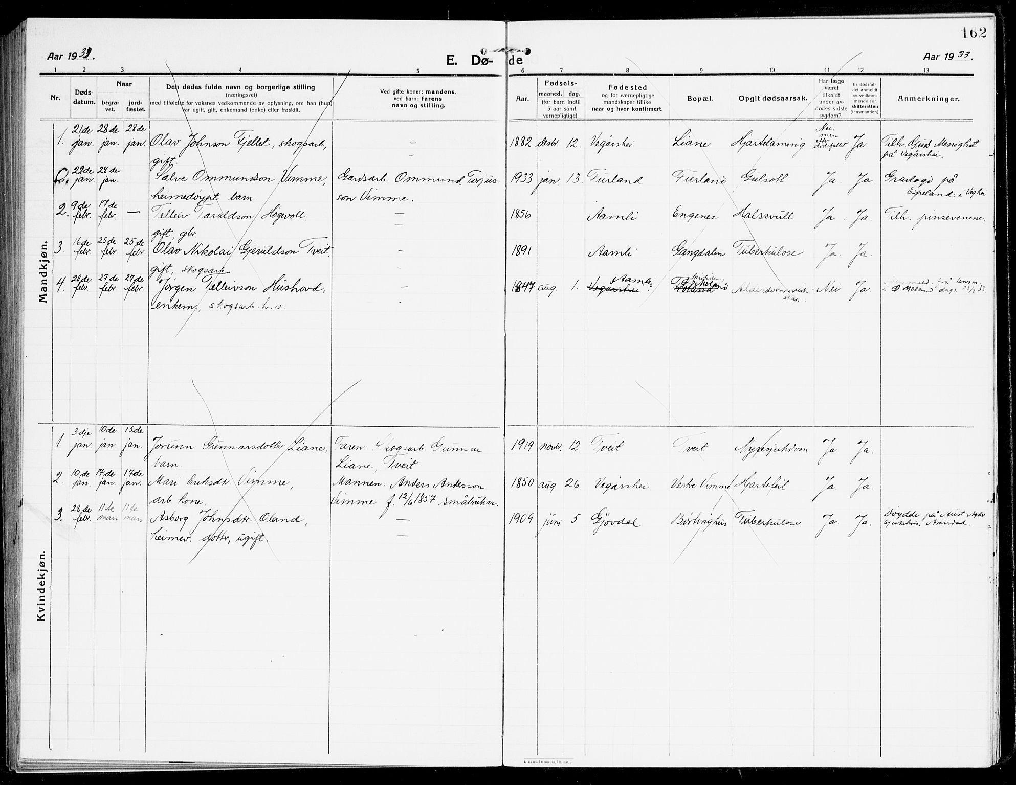 Åmli sokneprestkontor, AV/SAK-1111-0050/F/Fa/Fac/L0013: Ministerialbok nr. A 13, 1914-1933, s. 162