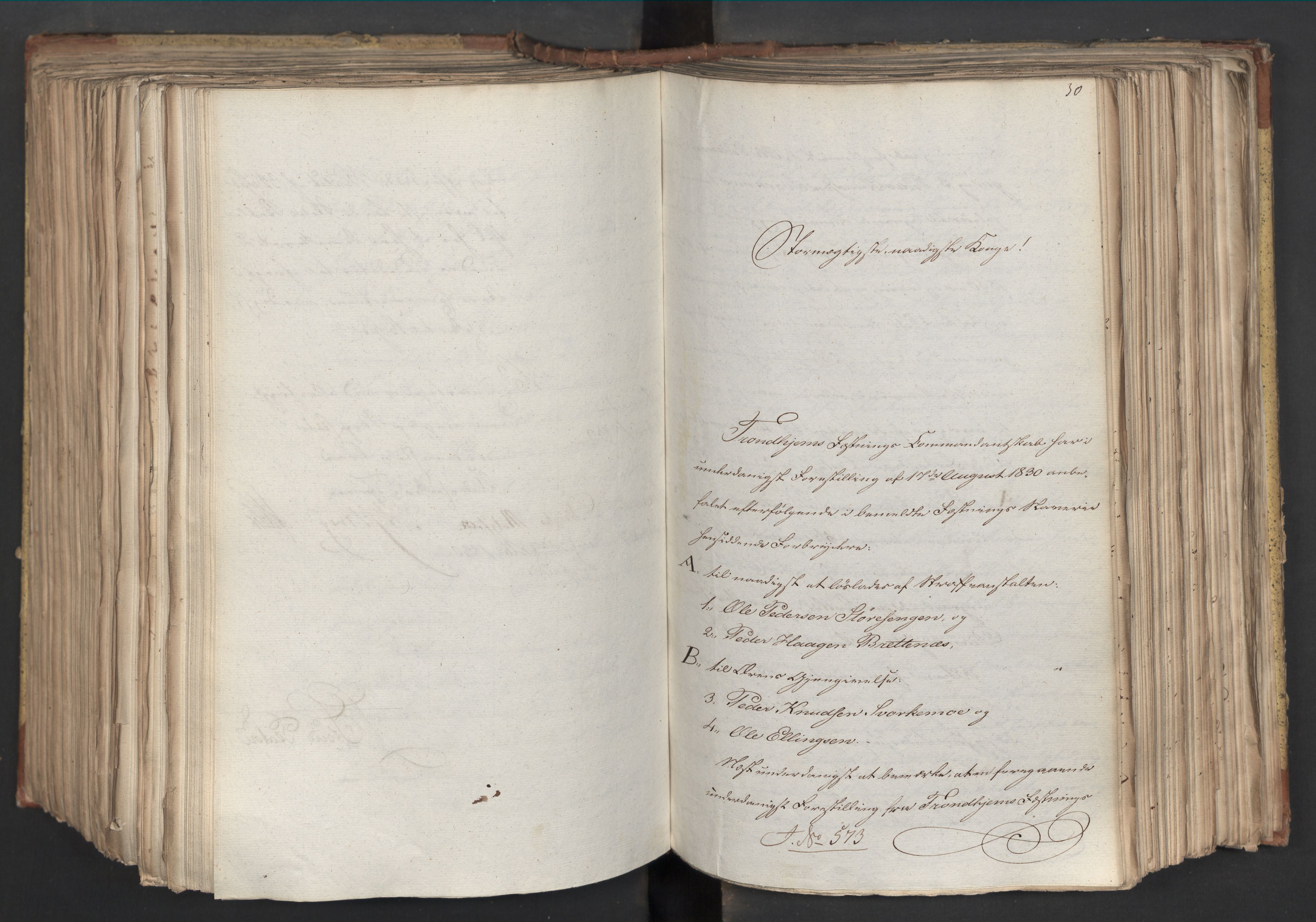 Statsrådsavdelingen i Stockholm, AV/RA-S-1003/D/Da/L0067: Regjeringsinnstillinger nr. 450-659, 1830, s. 452