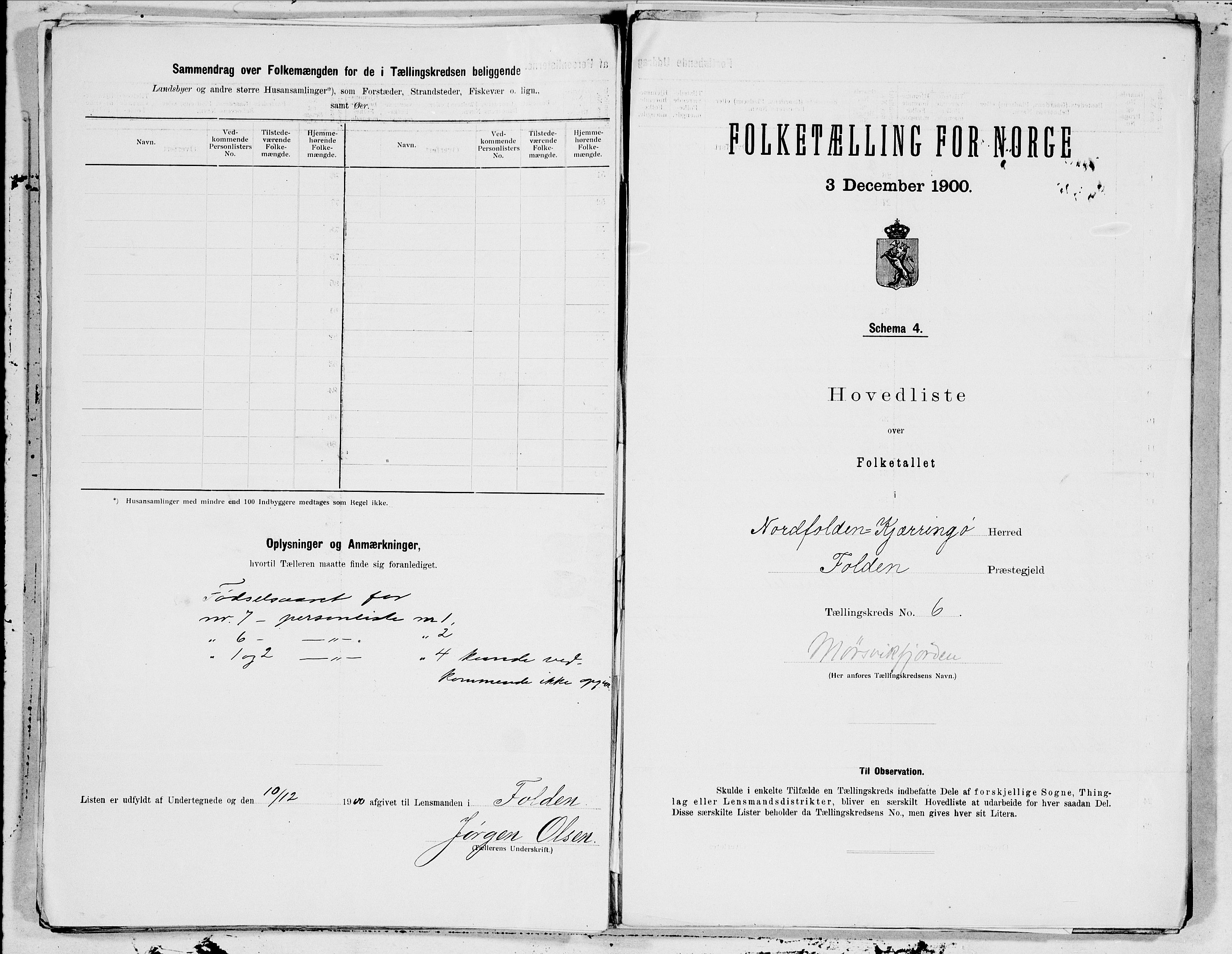 SAT, Folketelling 1900 for 1846 Nordfold-Kjerringøy herred, 1900, s. 12