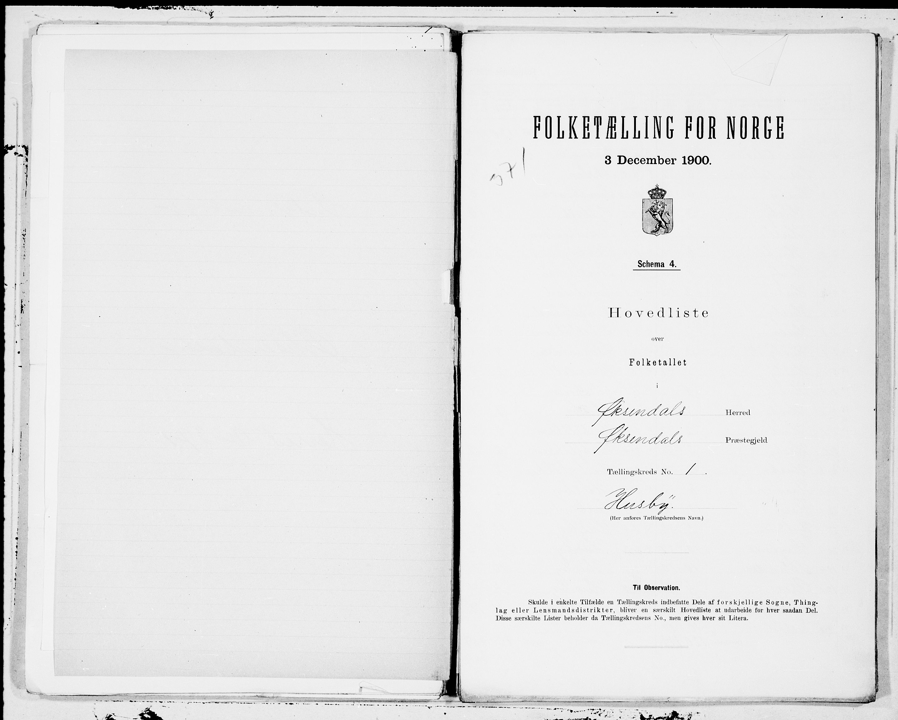 SAT, Folketelling 1900 for 1561 Øksendal herred, 1900, s. 2