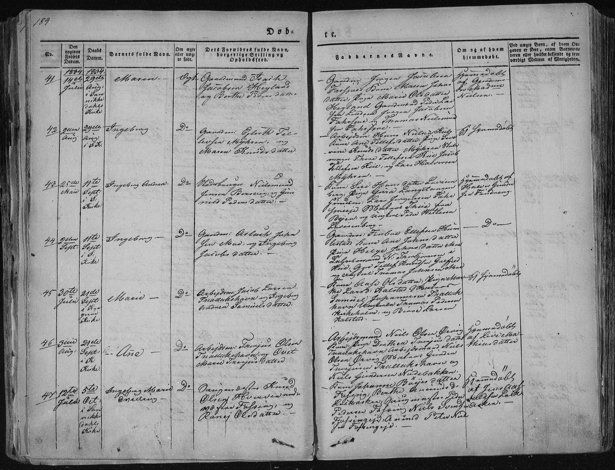 Sannidal kirkebøker, AV/SAKO-A-296/F/Fa/L0006: Ministerialbok nr. 6, 1831-1847, s. 184