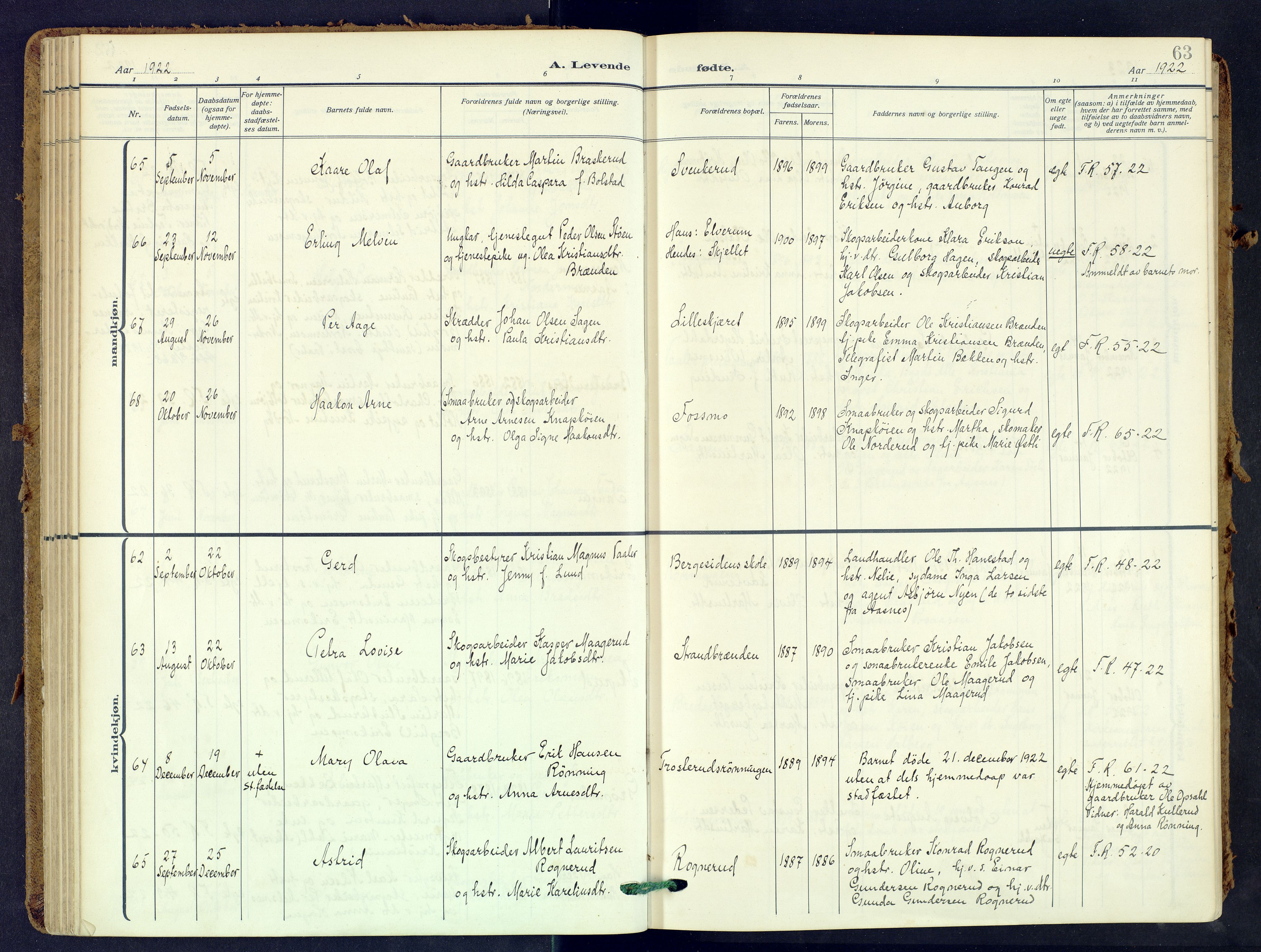 Våler prestekontor, Hedmark, AV/SAH-PREST-040/H/Ha/Haa/L0009: Ministerialbok nr. 9, 1912-1940, s. 63