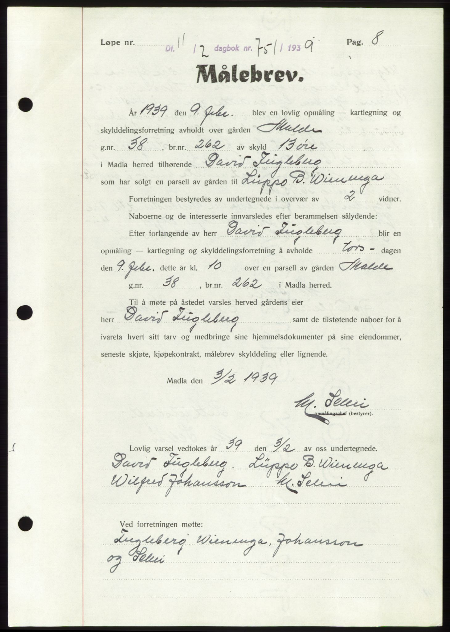 Jæren sorenskriveri, SAST/A-100310/03/G/Gba/L0073: Pantebok, 1939-1939, Dagboknr: 751/1939