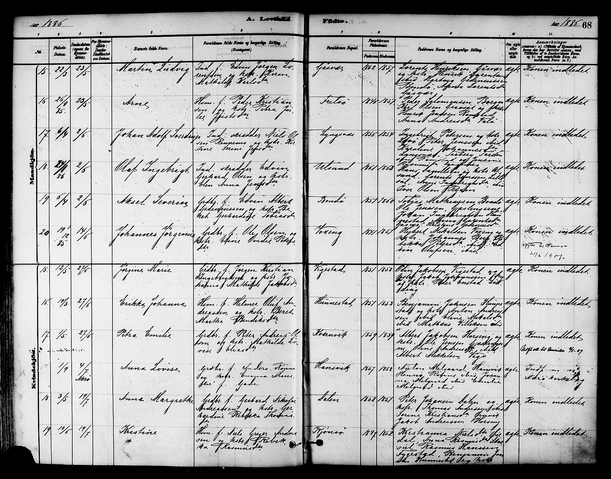 Ministerialprotokoller, klokkerbøker og fødselsregistre - Nord-Trøndelag, AV/SAT-A-1458/786/L0686: Ministerialbok nr. 786A02, 1880-1887, s. 68