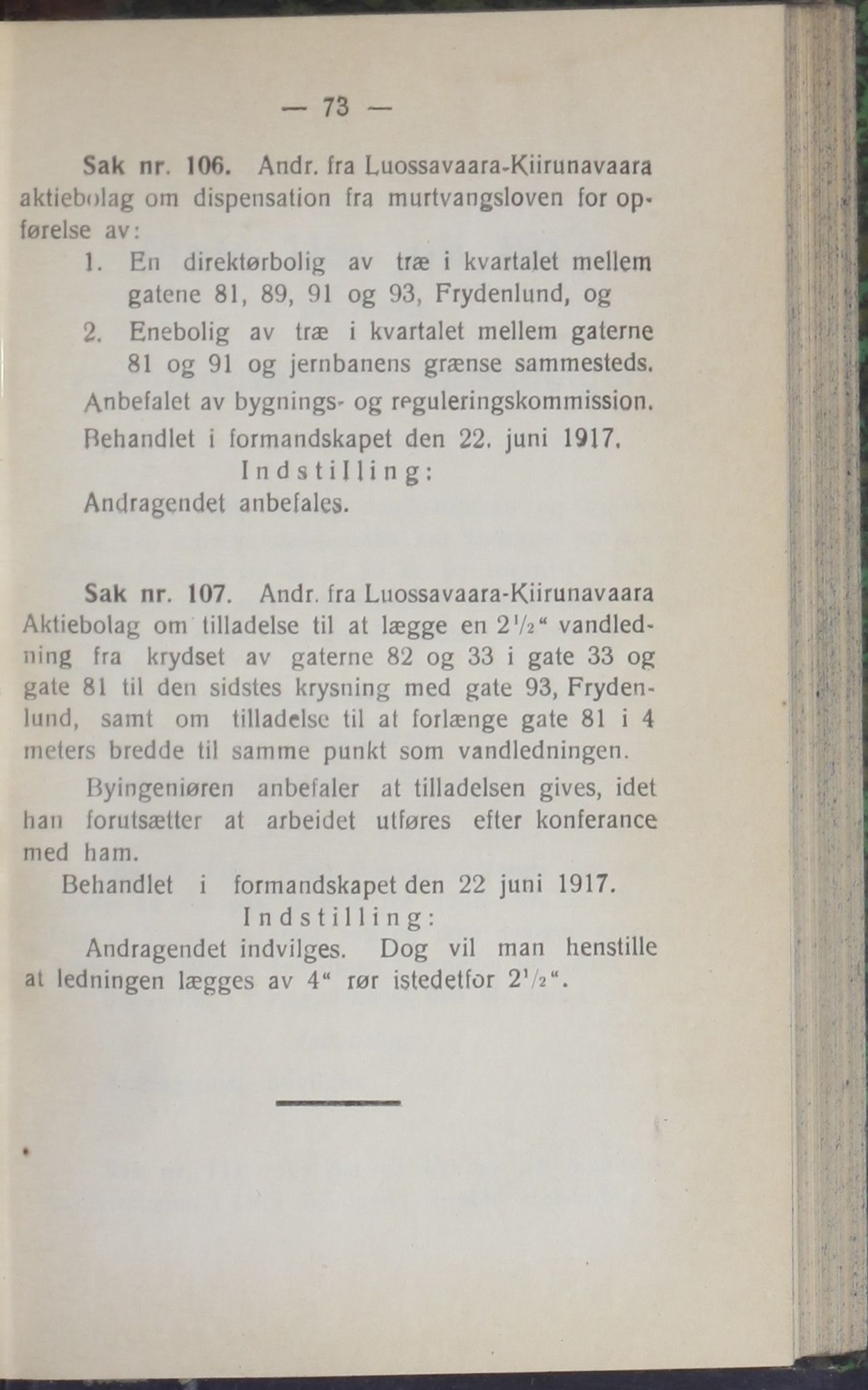 Narvik kommune. Formannskap , AIN/K-18050.150/A/Ab/L0007: Møtebok, 1917