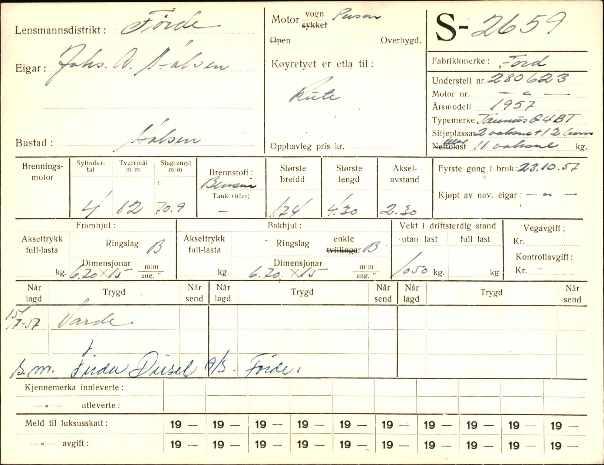Statens vegvesen, Sogn og Fjordane vegkontor, AV/SAB-A-5301/4/F/L0004: Registerkort utmeldte Fjordane S2500-2700, S7200-7899, 1930-1961, s. 203