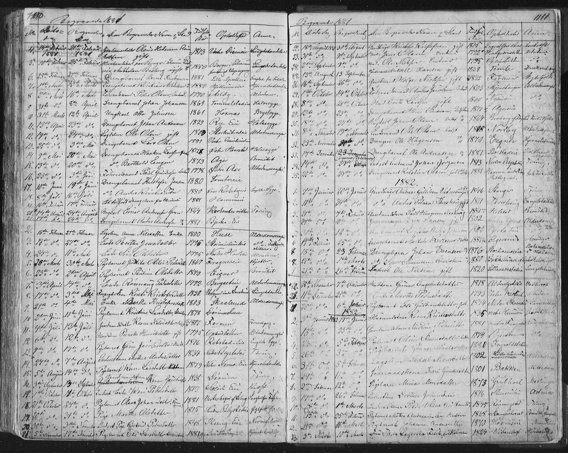 Vang prestekontor, Hedmark, AV/SAH-PREST-008/H/Ha/Hab/L0010B: Klokkerbok nr. 10b, 1854-1896, s. 1110-1111