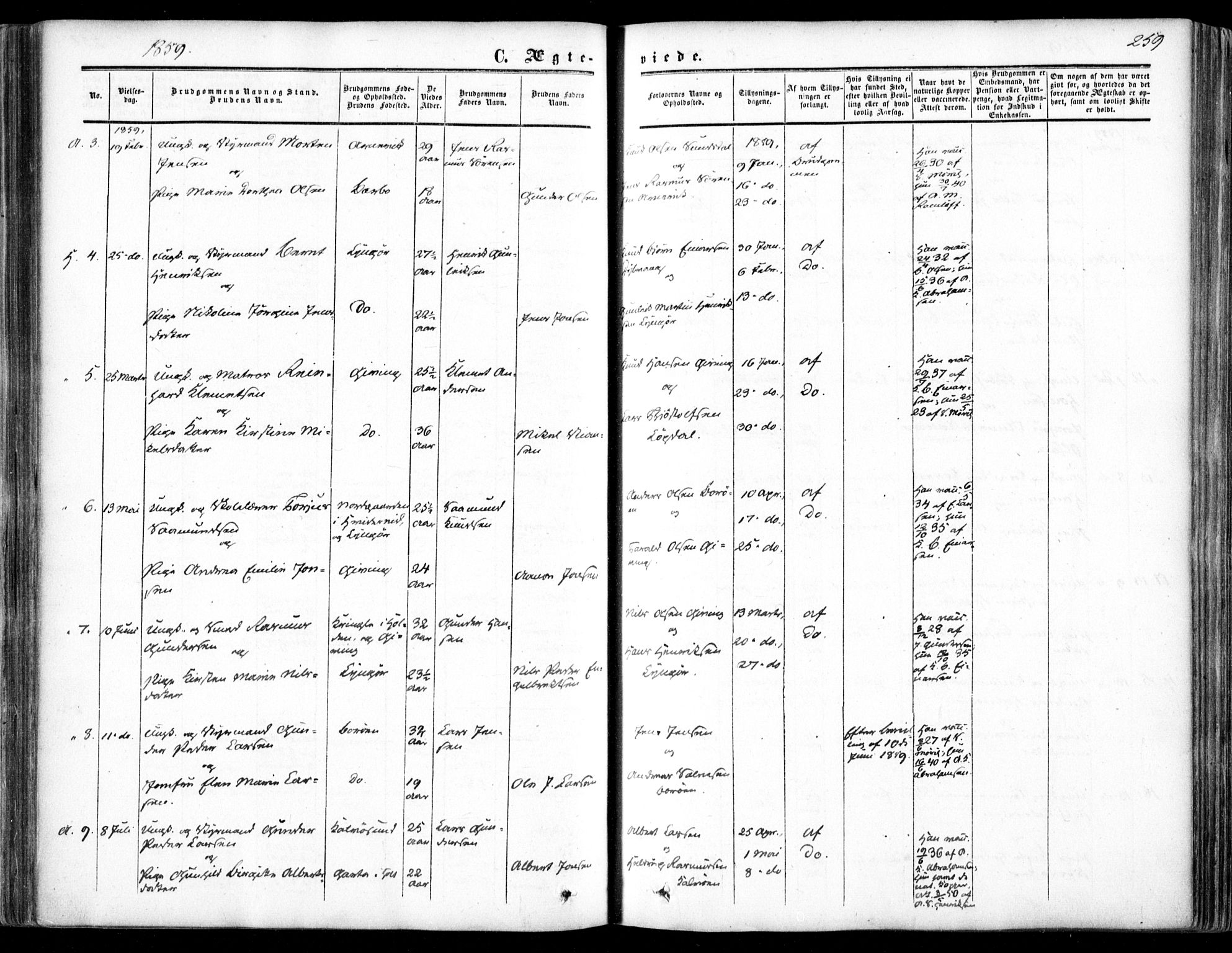 Dypvåg sokneprestkontor, AV/SAK-1111-0007/F/Fa/Faa/L0006: Ministerialbok nr. A 6, 1855-1872, s. 259