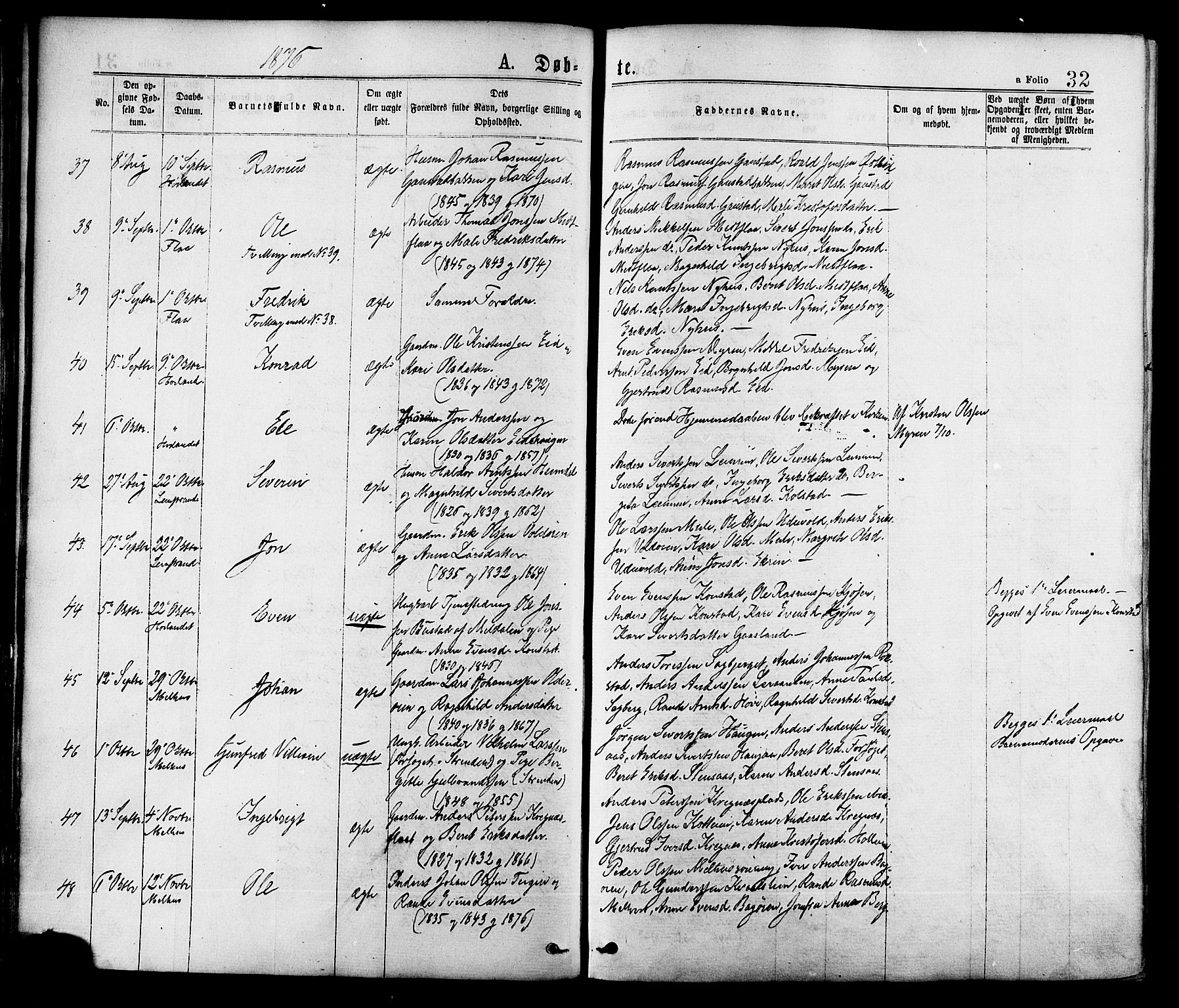 Ministerialprotokoller, klokkerbøker og fødselsregistre - Sør-Trøndelag, SAT/A-1456/691/L1079: Ministerialbok nr. 691A11, 1873-1886, s. 32
