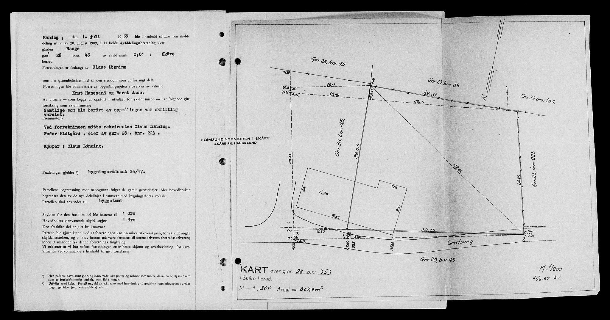 Karmsund sorenskriveri, AV/SAST-A-100311/01/II/IIB/L0125: Pantebok nr. 105A, 1957-1957, Dagboknr: 2210/1957