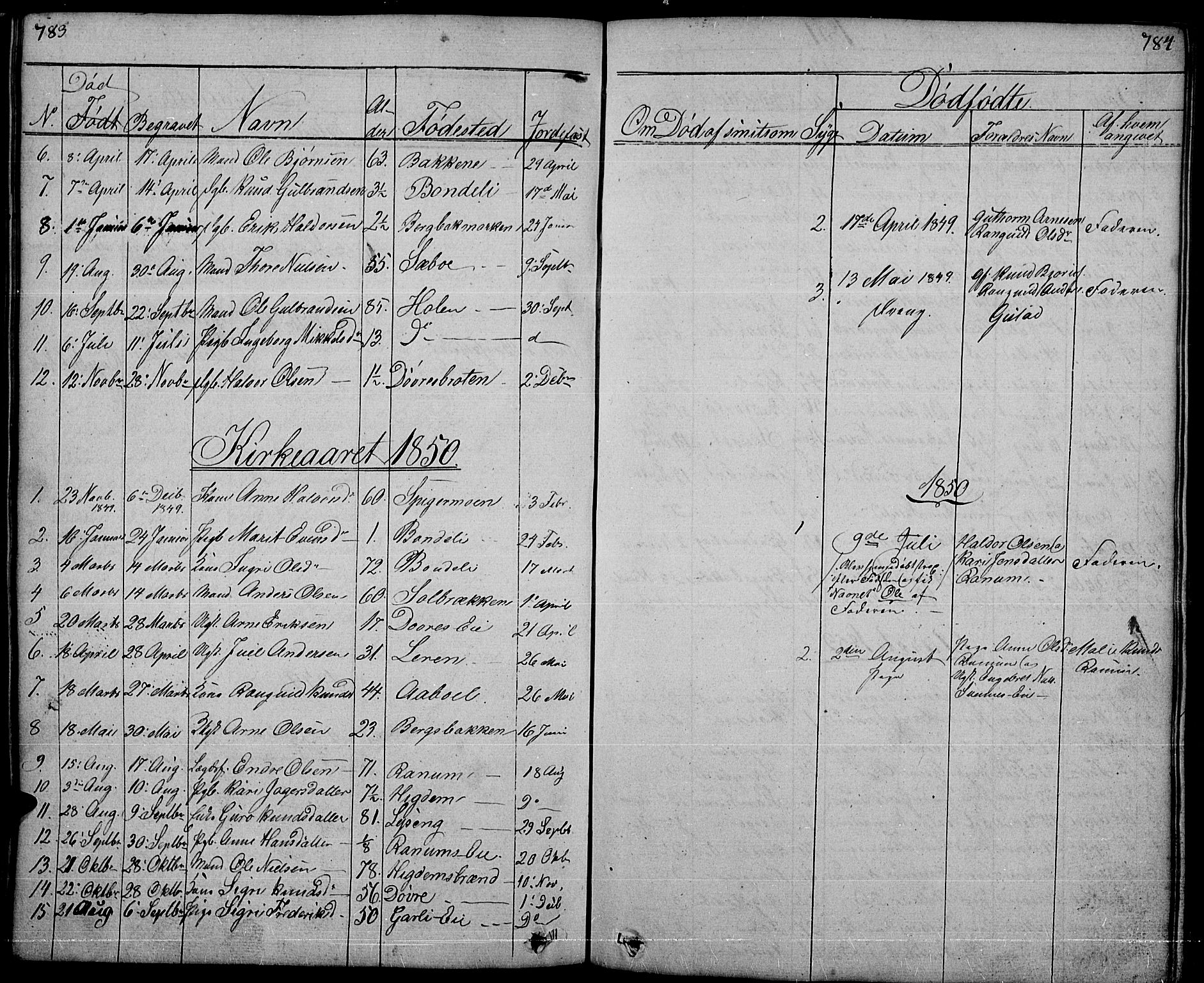 Nord-Aurdal prestekontor, SAH/PREST-132/H/Ha/Hab/L0001: Klokkerbok nr. 1, 1834-1887, s. 783-784