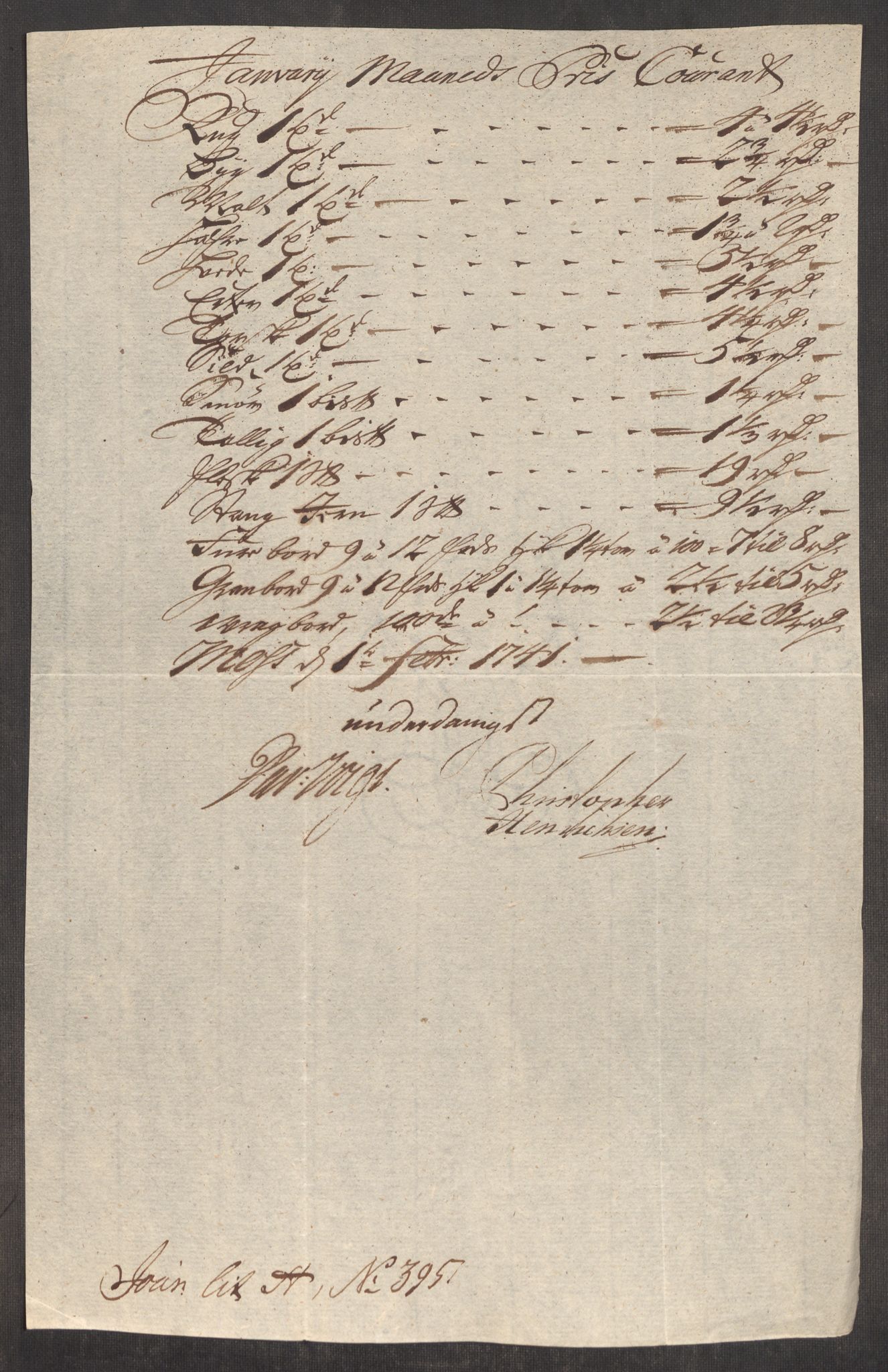 Rentekammeret inntil 1814, Realistisk ordnet avdeling, AV/RA-EA-4070/Oe/L0002: [Ø1]: Priskuranter, 1740-1744, s. 212