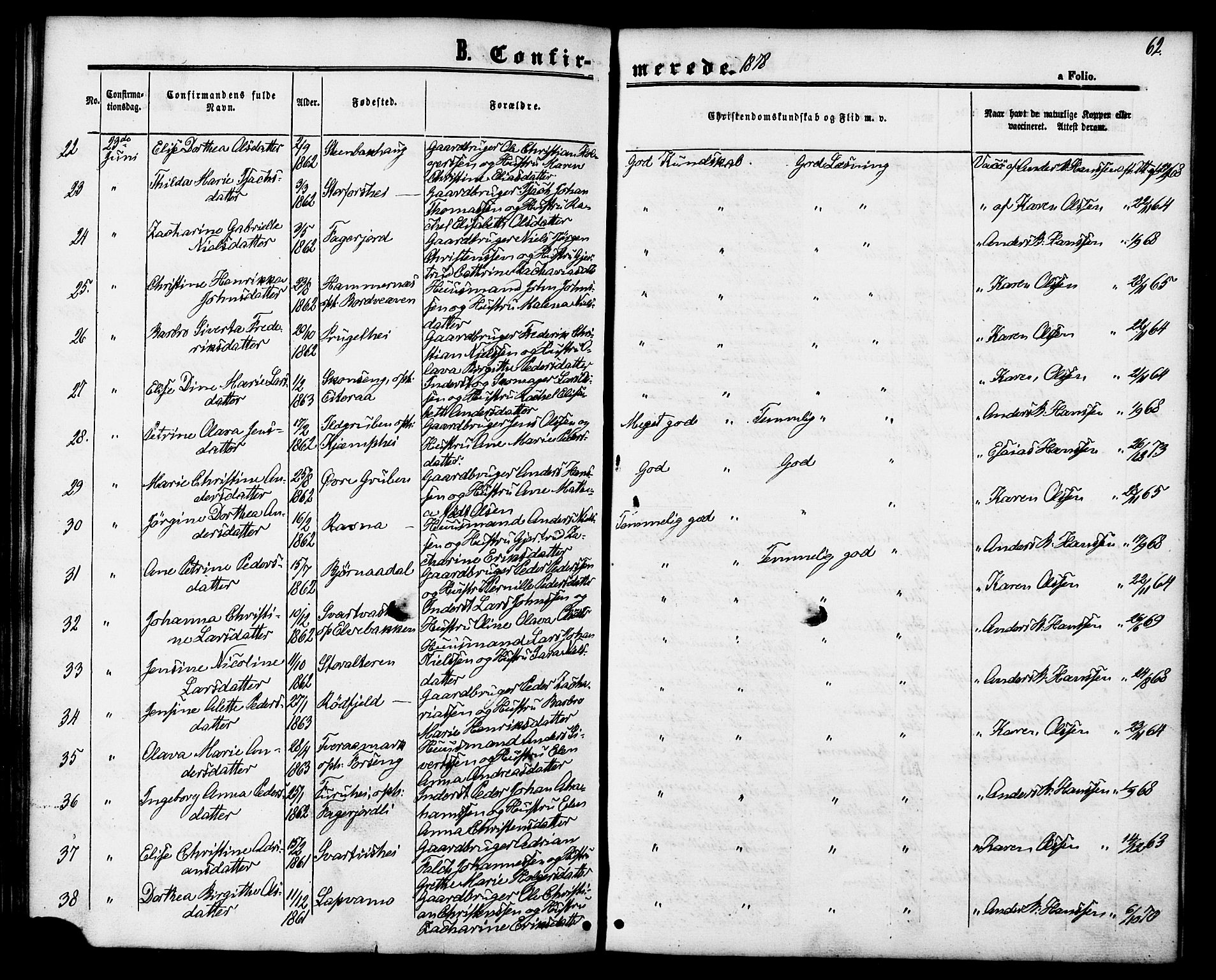 Ministerialprotokoller, klokkerbøker og fødselsregistre - Nordland, AV/SAT-A-1459/827/L0394: Ministerialbok nr. 827A06, 1865-1886, s. 62