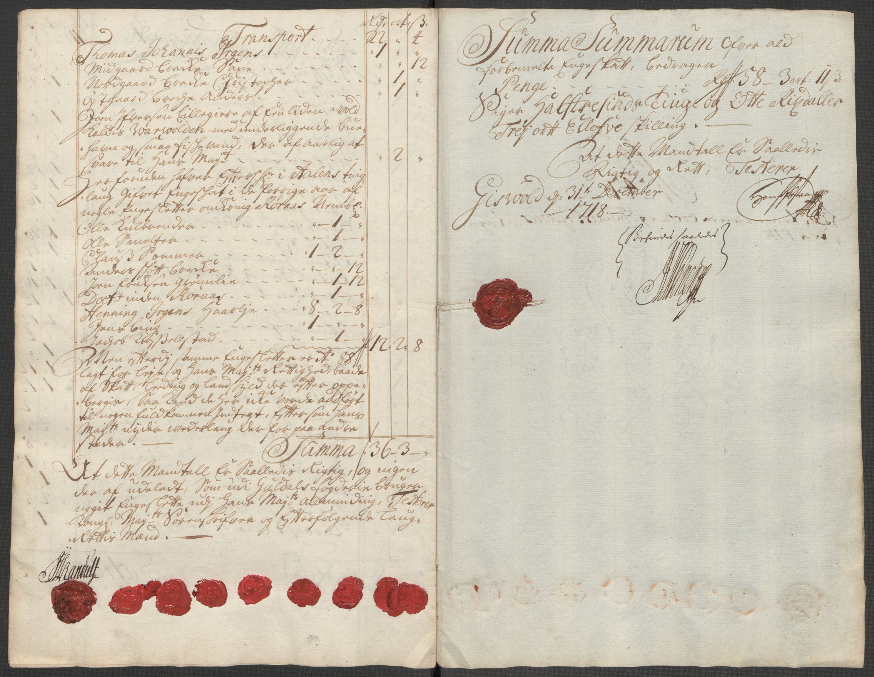 Rentekammeret inntil 1814, Reviderte regnskaper, Fogderegnskap, AV/RA-EA-4092/R60/L3972: Fogderegnskap Orkdal og Gauldal, 1718, s. 38