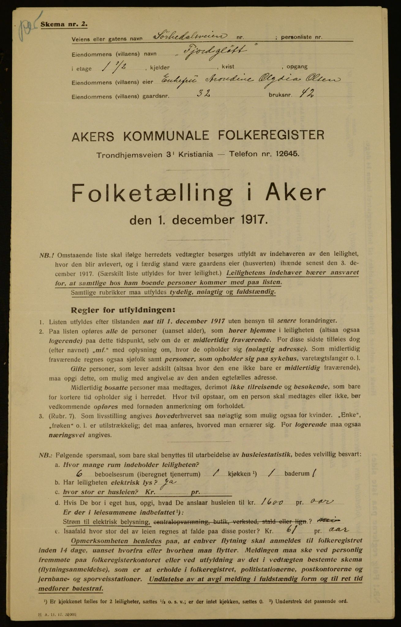 OBA, Kommunal folketelling 1.12.1917 for Aker, 1917, s. 22