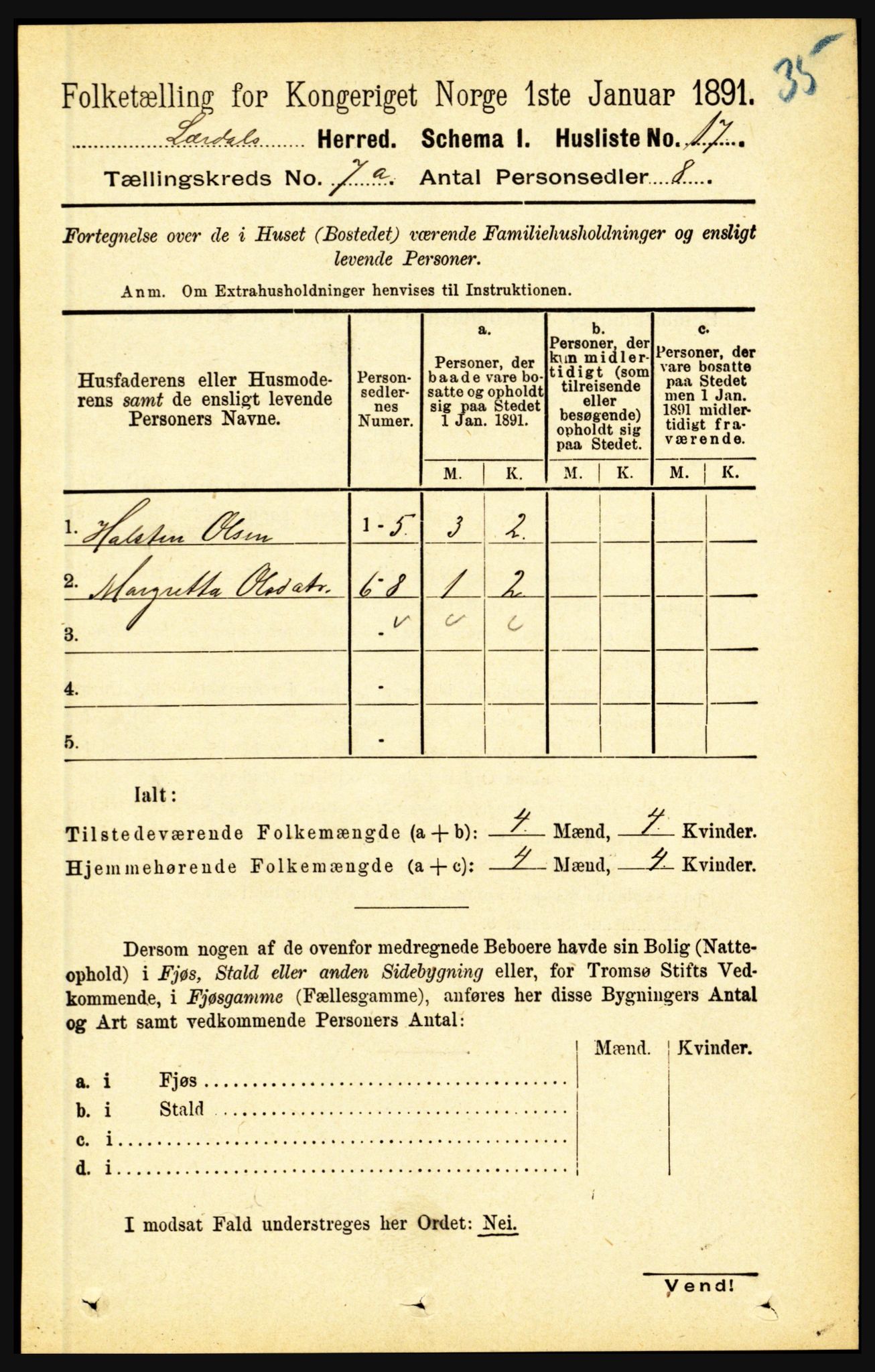 RA, Folketelling 1891 for 1422 Lærdal herred, 1891, s. 765