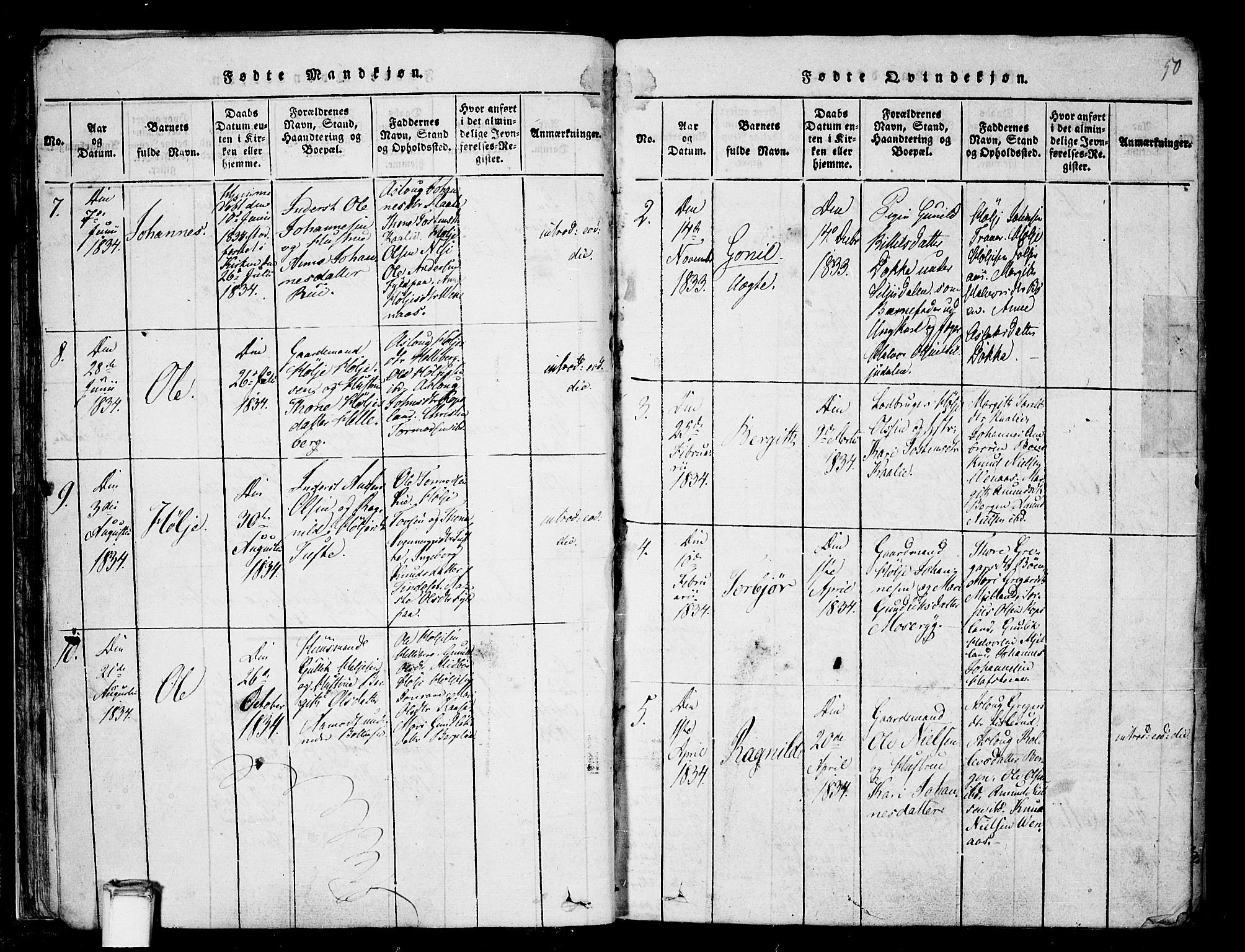 Gransherad kirkebøker, AV/SAKO-A-267/F/Fa/L0001: Ministerialbok nr. I 1, 1815-1843, s. 50