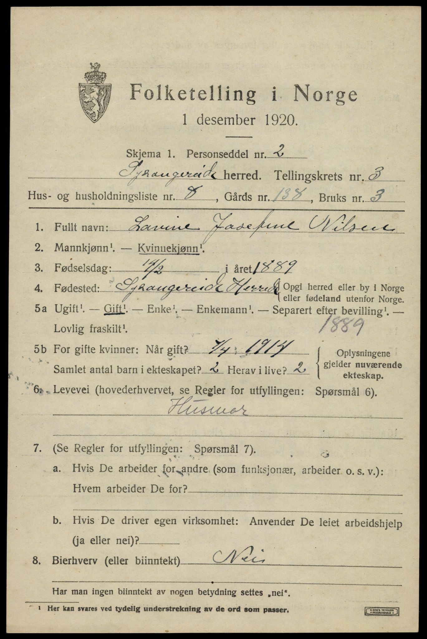 SAK, Folketelling 1920 for 1030 Spangereid herred, 1920, s. 1515