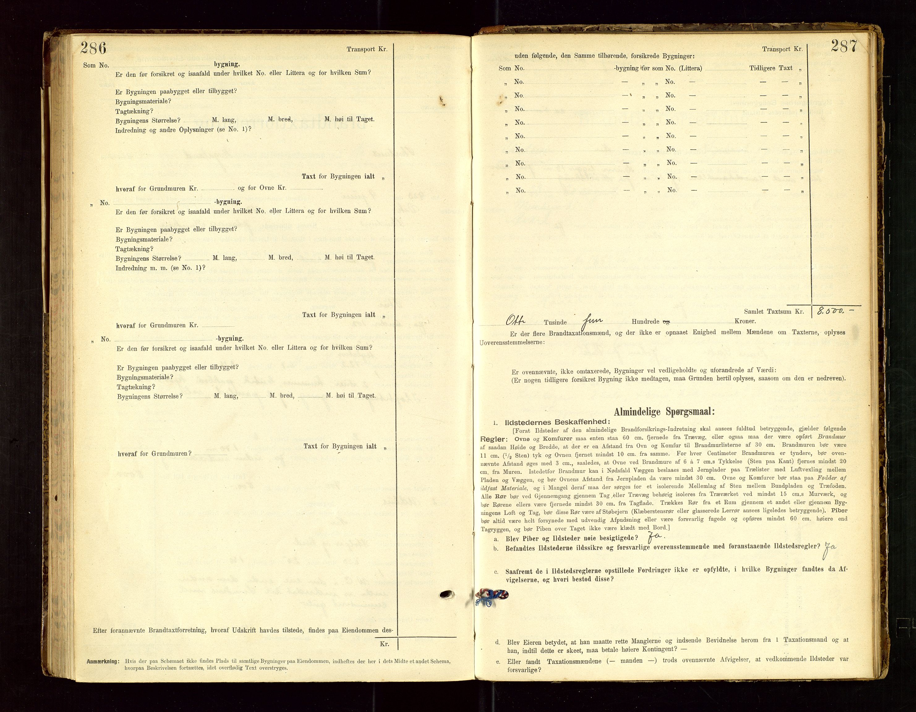 Skudenes lensmannskontor, SAST/A-100444/Gob/L0001: "Brandtaxationsprotokoll", 1895-1924, s. 286-287