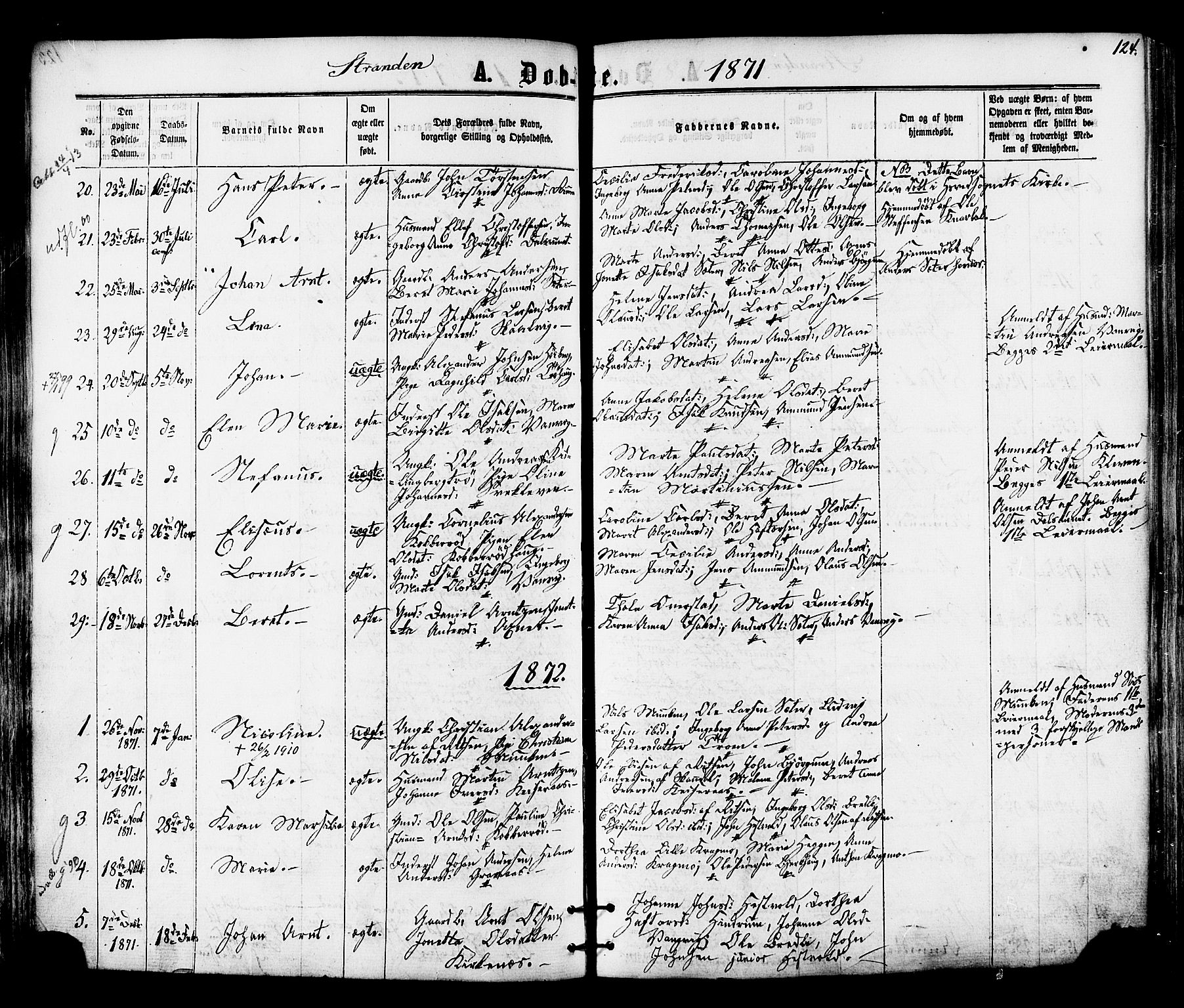 Ministerialprotokoller, klokkerbøker og fødselsregistre - Nord-Trøndelag, SAT/A-1458/701/L0009: Ministerialbok nr. 701A09 /2, 1864-1882, s. 124