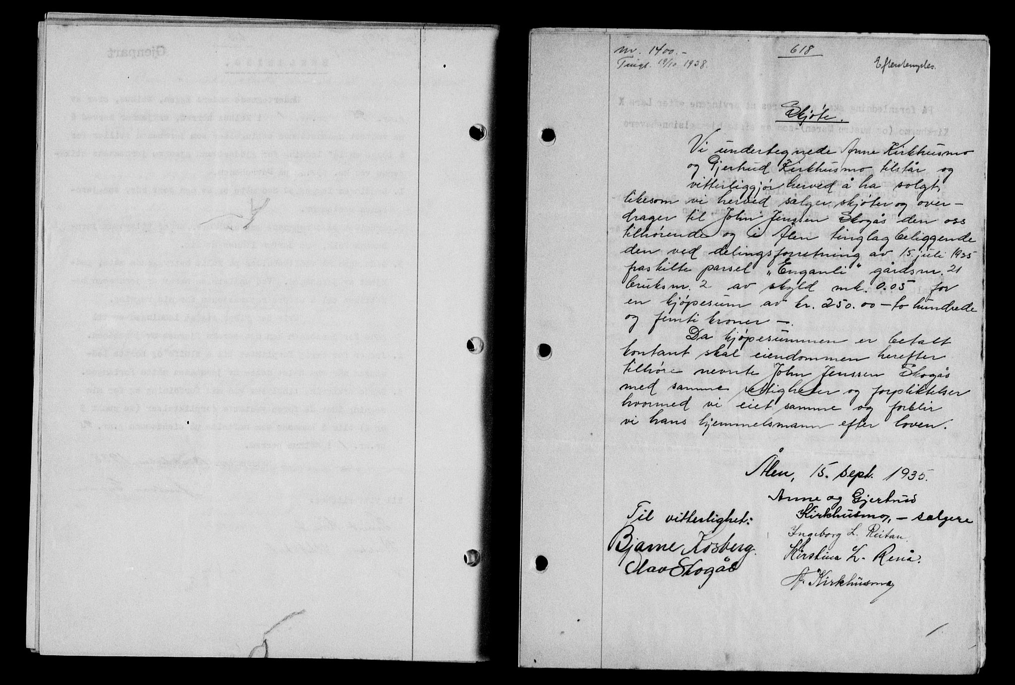 Gauldal sorenskriveri, SAT/A-0014/1/2/2C/L0049: Pantebok nr. 53, 1938-1938, Dagboknr: 1400/1938