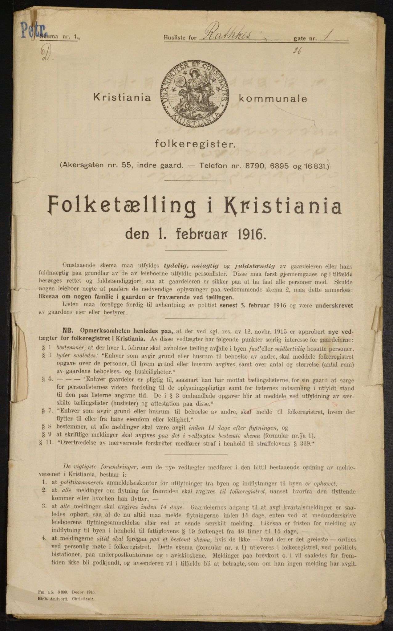 OBA, Kommunal folketelling 1.2.1916 for Kristiania, 1916, s. 84054