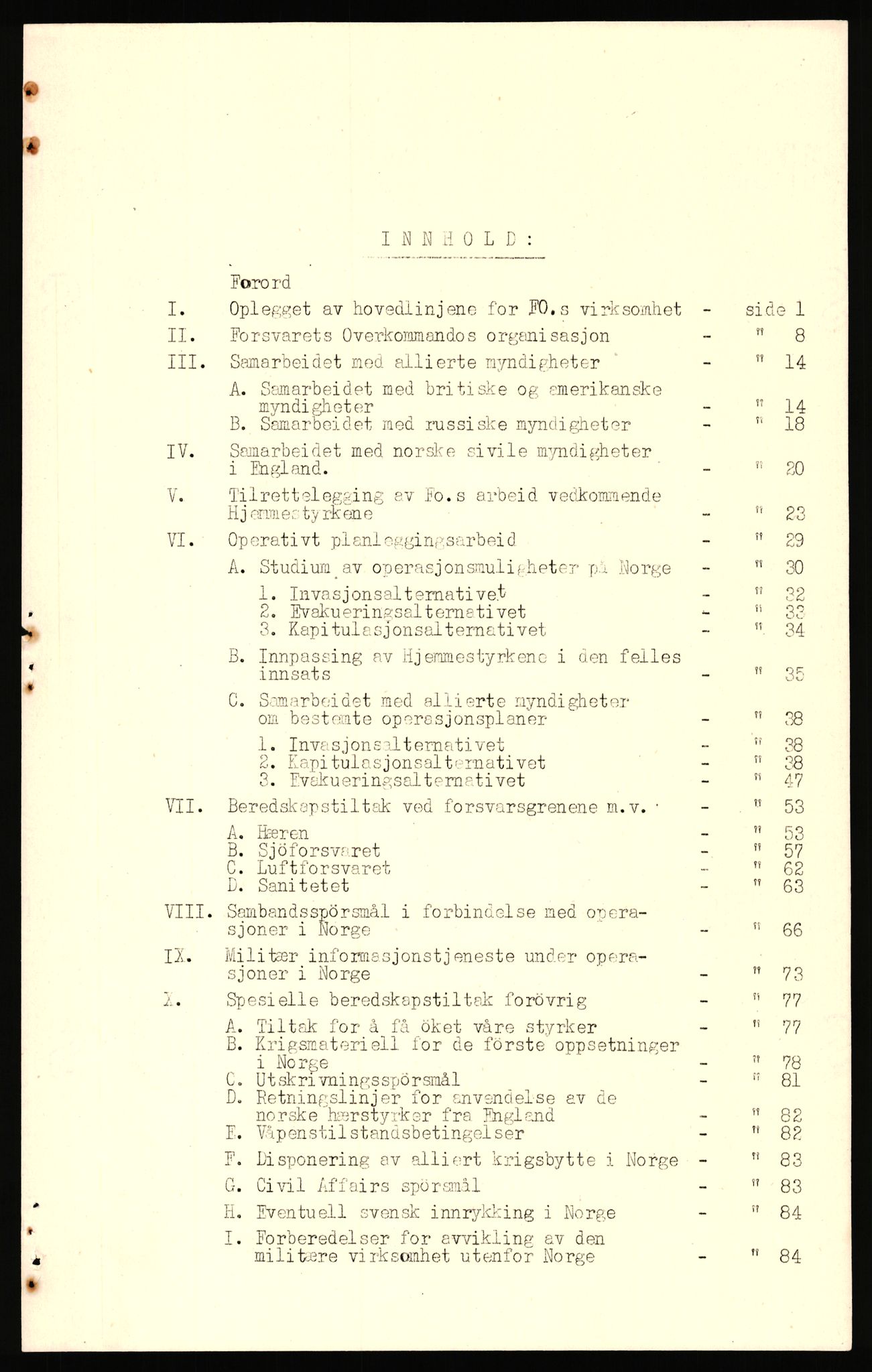 Forsvaret, Forsvarets overkommando, AV/RA-RAFA-1920/Da/L0093: Forsvarets organisasjon - rapporter, 1942-1945