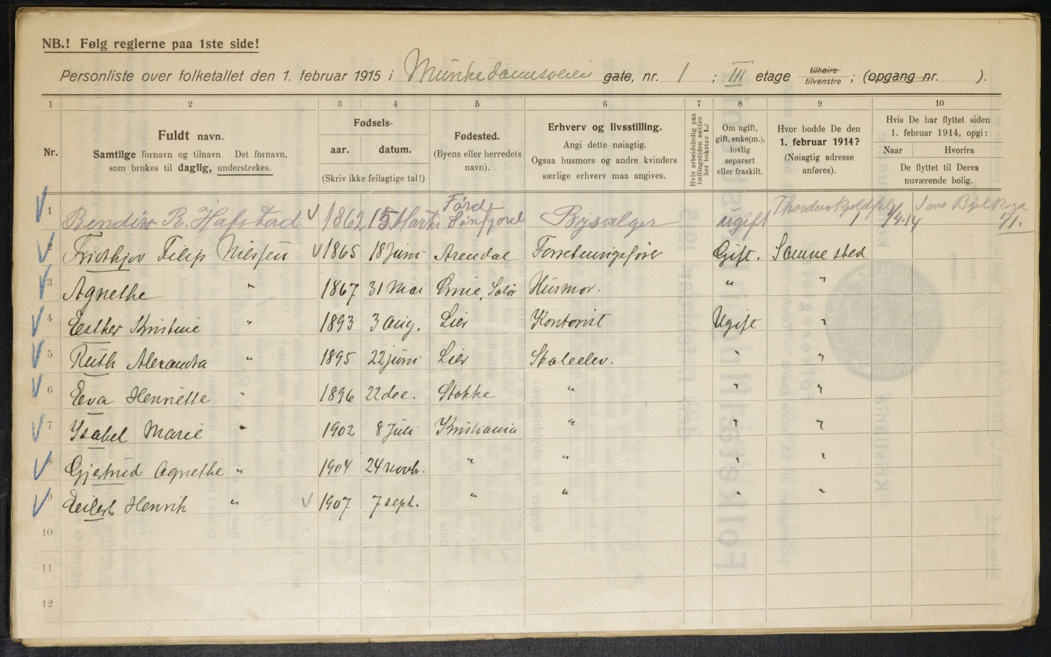 OBA, Kommunal folketelling 1.2.1915 for Kristiania, 1915, s. 66144