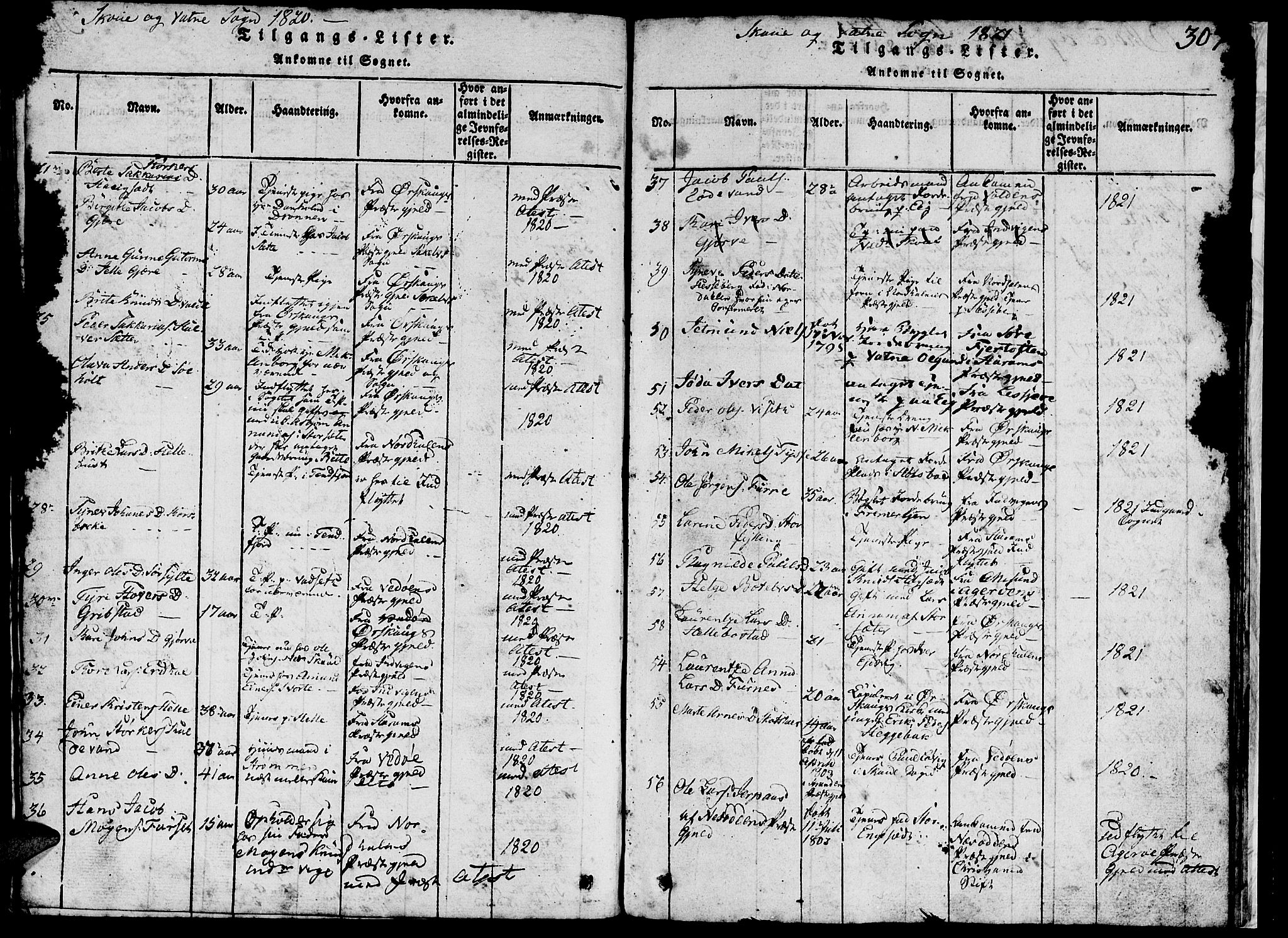 Ministerialprotokoller, klokkerbøker og fødselsregistre - Møre og Romsdal, AV/SAT-A-1454/524/L0360: Klokkerbok nr. 524C01, 1816-1830, s. 307