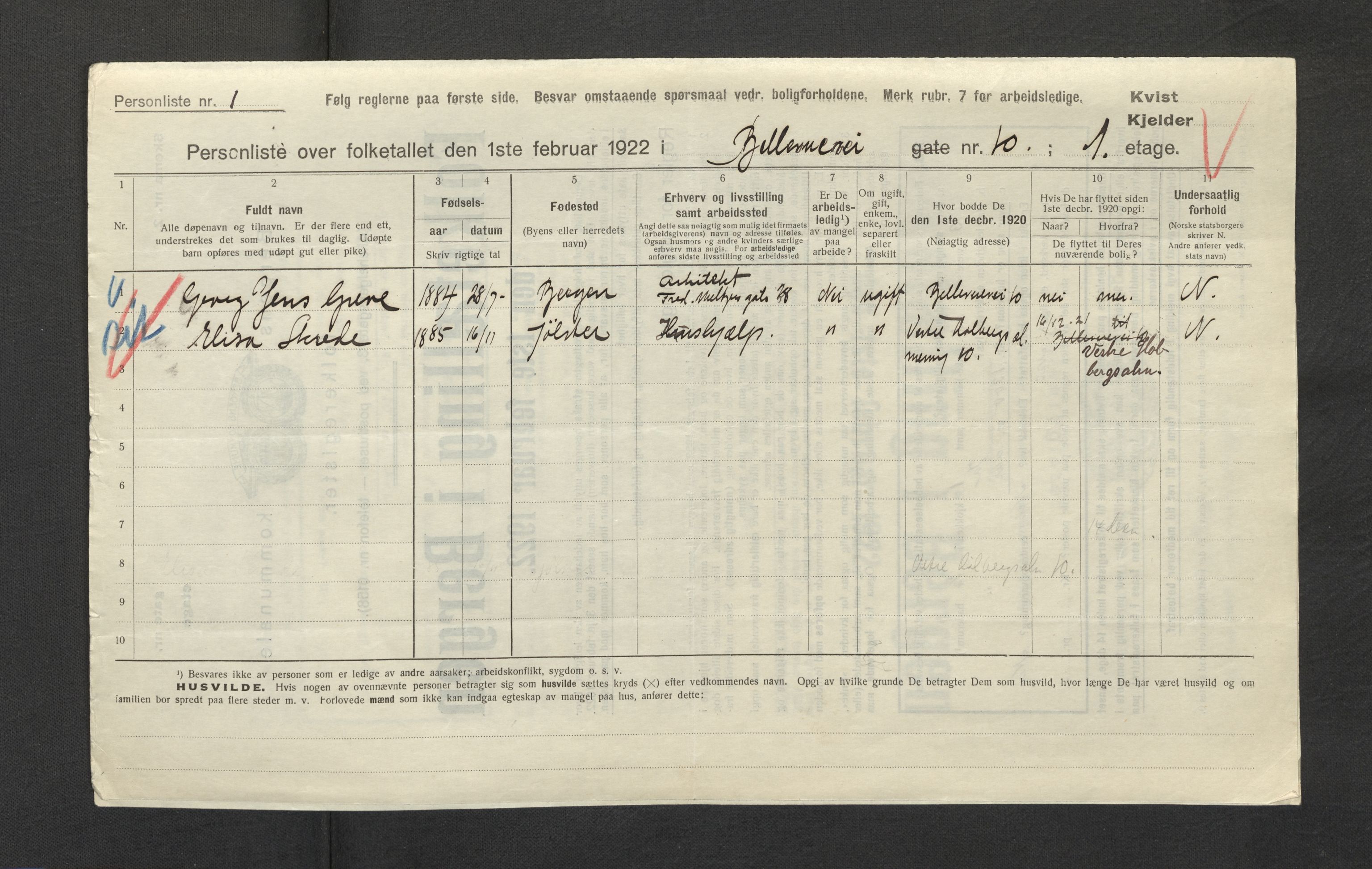 SAB, Kommunal folketelling 1922 for Bergen kjøpstad, 1922, s. 2450