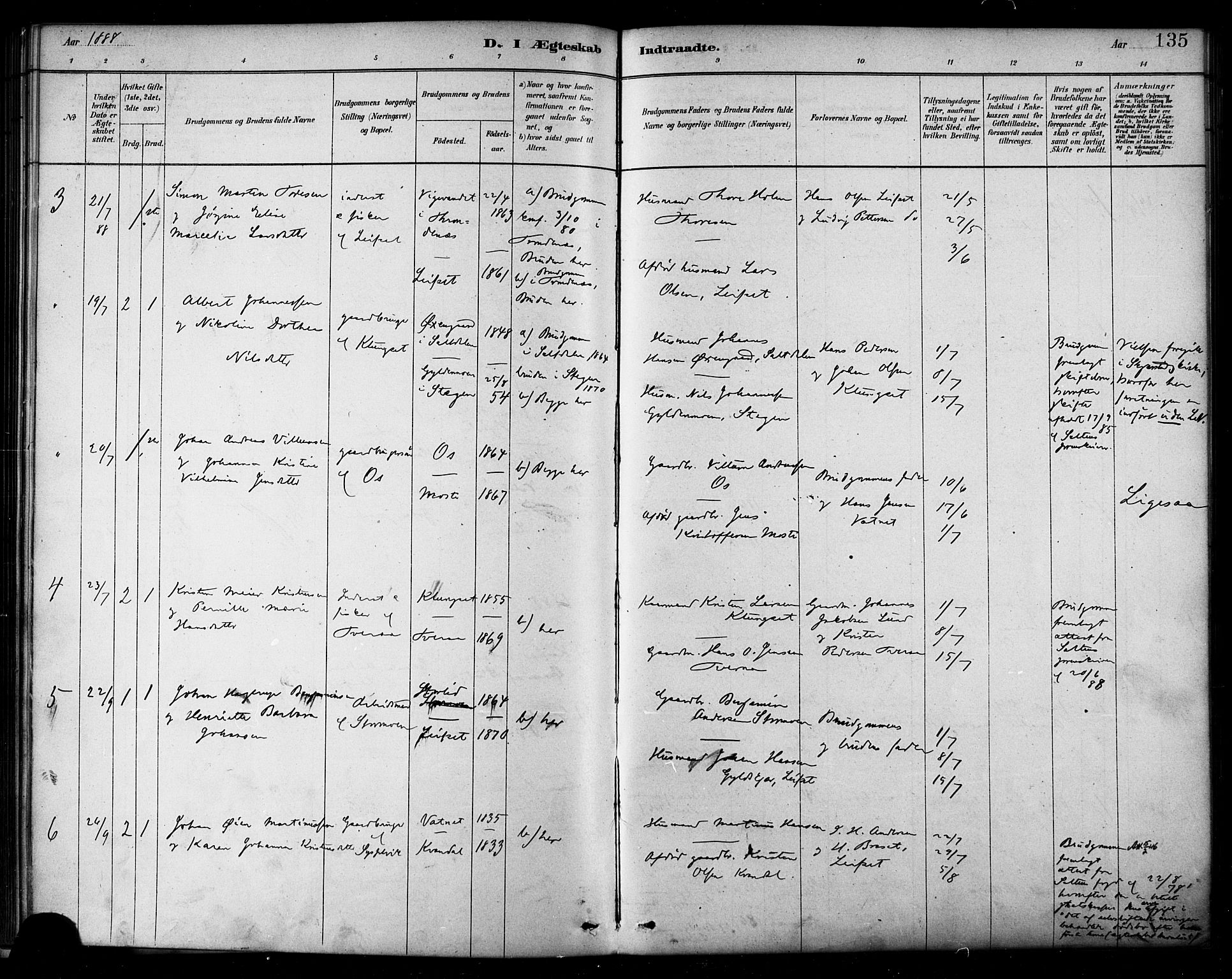 Ministerialprotokoller, klokkerbøker og fødselsregistre - Nordland, AV/SAT-A-1459/849/L0689: Ministerialbok nr. 849A01, 1879-1889, s. 135