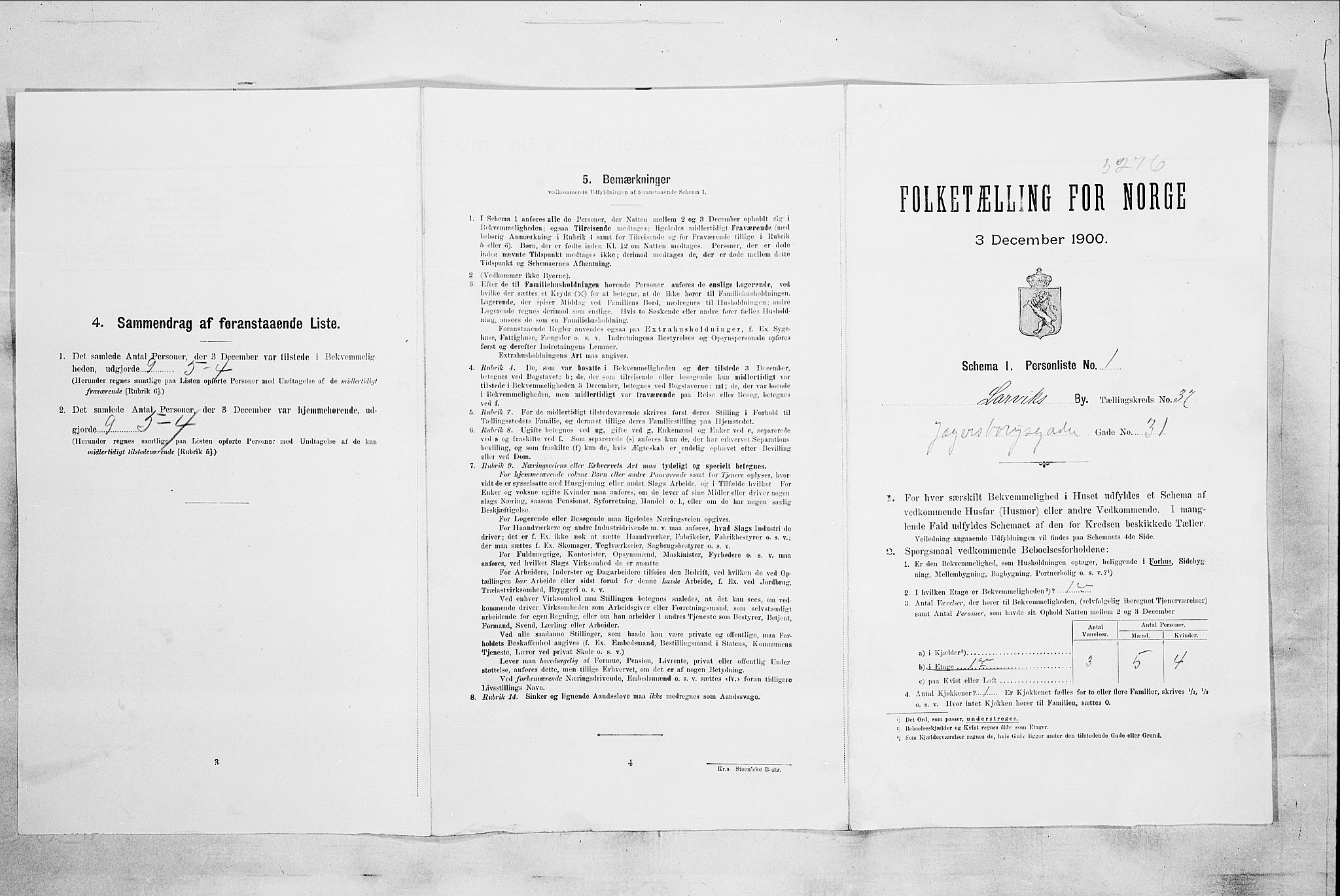 RA, Folketelling 1900 for 0707 Larvik kjøpstad, 1900, s. 4722