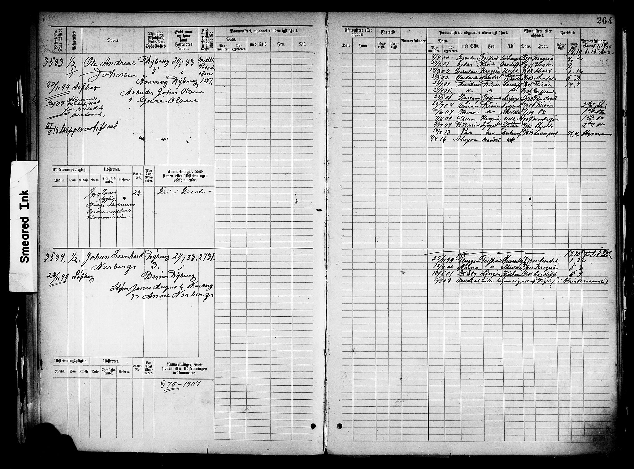 Tvedestrand mønstringskrets, AV/SAK-2031-0011/F/Fb/L0019: Hovedrulle nr 3057-3818, U-35, 1892-1906, s. 272